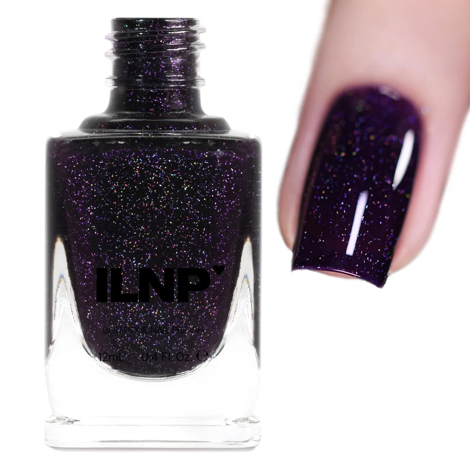 Esmalte de uñas ILNP Annabelle holográfico púrpura berenjena oscuro