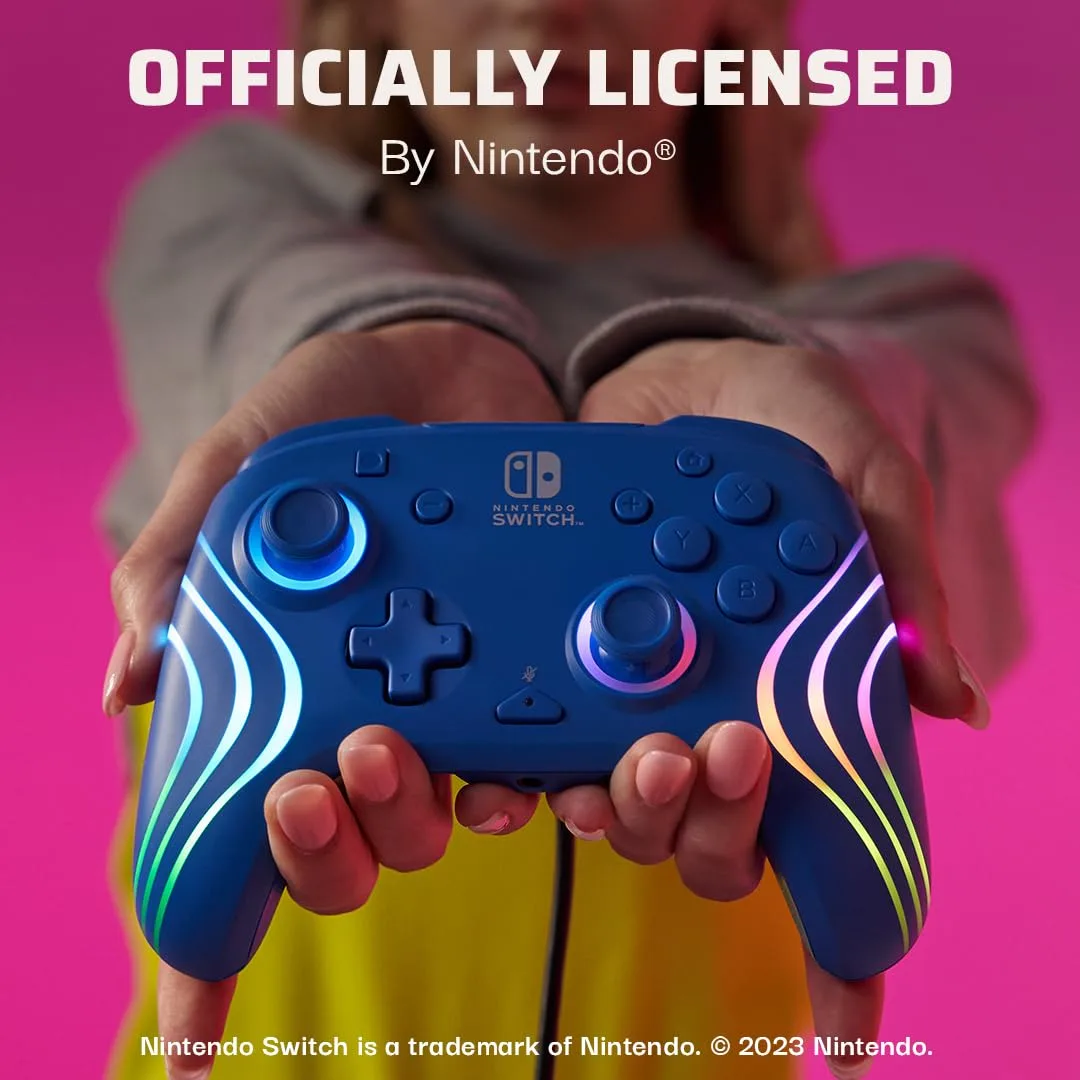 PDP Afterglow Wave Wired RGB Gaming Controller for Nintendo Switch 2, Lite