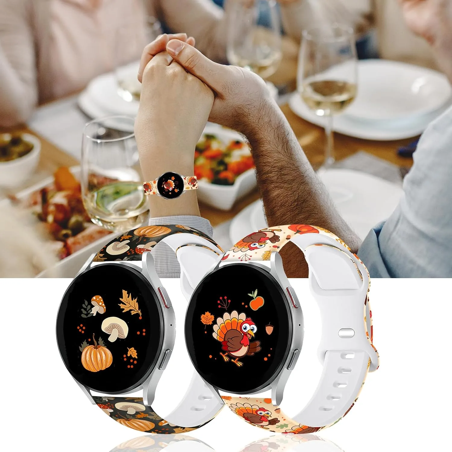 Christmas Halloween Bands Compatible with Samsung Galaxy Watch 7 Band 6 5 4 Active 2 FE 40mm 44mm/Watch 6/4 Classic/5 Pro/3, 20mm Holiday Replacement Strap Band for Samsung Watch Bands Women