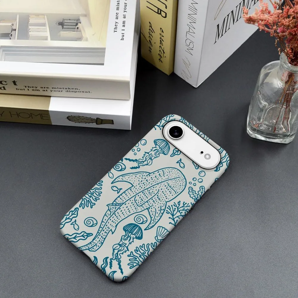 Case Compatible with iPhone 17 Air,Fall Prevention Hybrid 2-Layer Hard Shell Phone Cover for Girls Boys,Oceans Whales Sharks