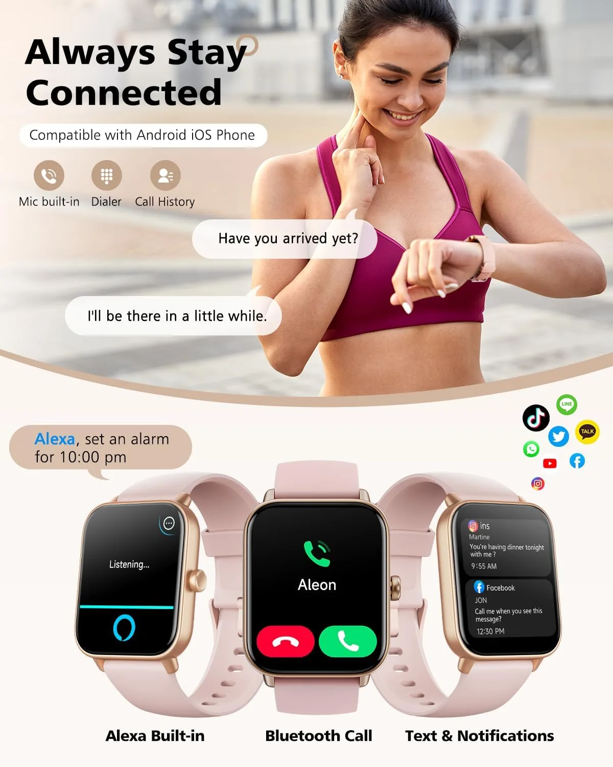 Smart Watches for Women, 1.85" Alexa Smart Watch for Android Phones/iPhones