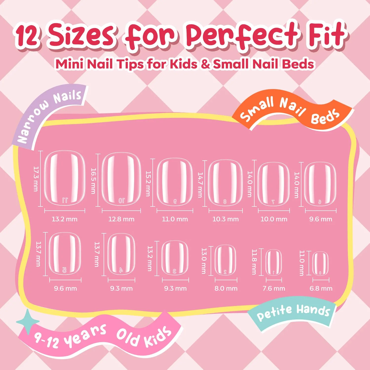 Modelones Extra Short Square Nail Tips Kids, Clear Soft Small Nail Press On