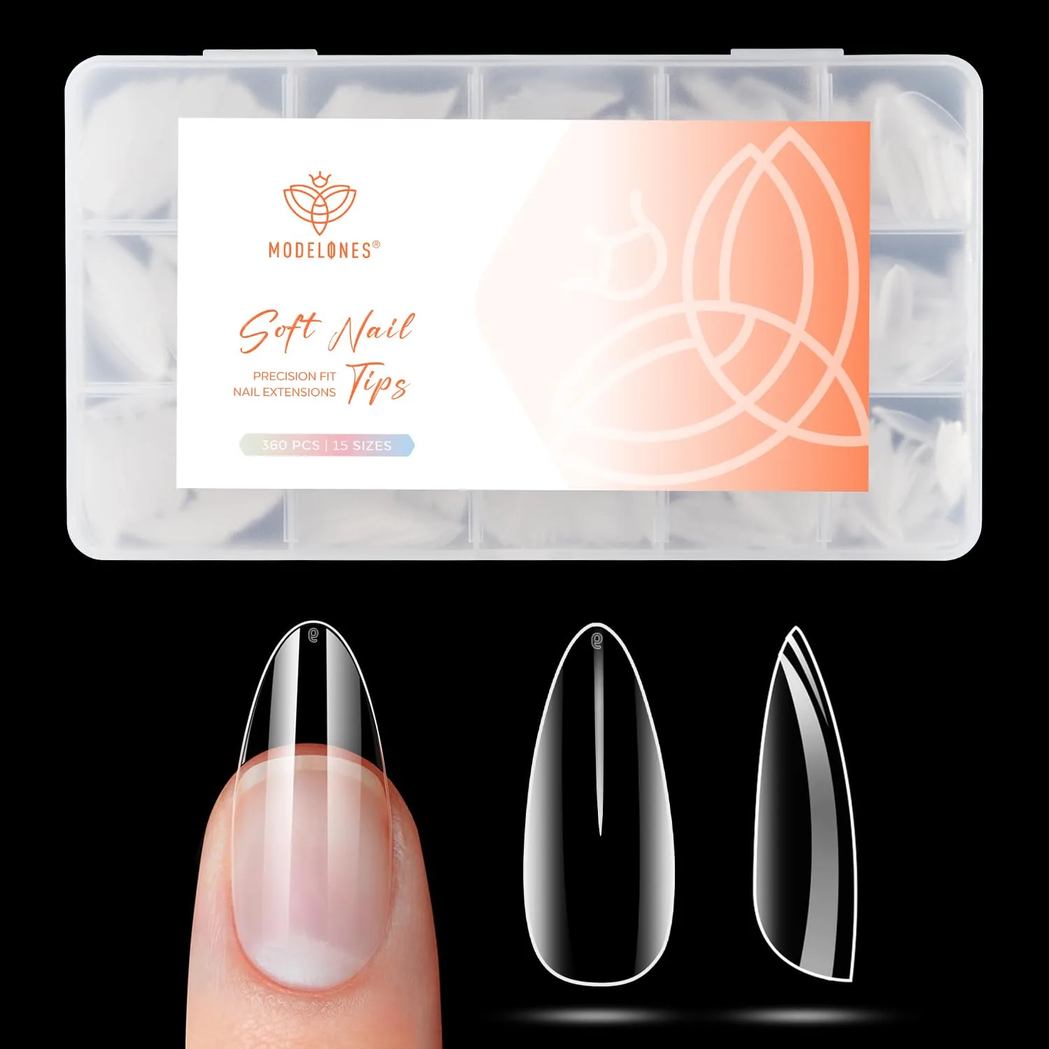 Tips para uñas Modelones Medium Almond 360 unidades cubrimiento total