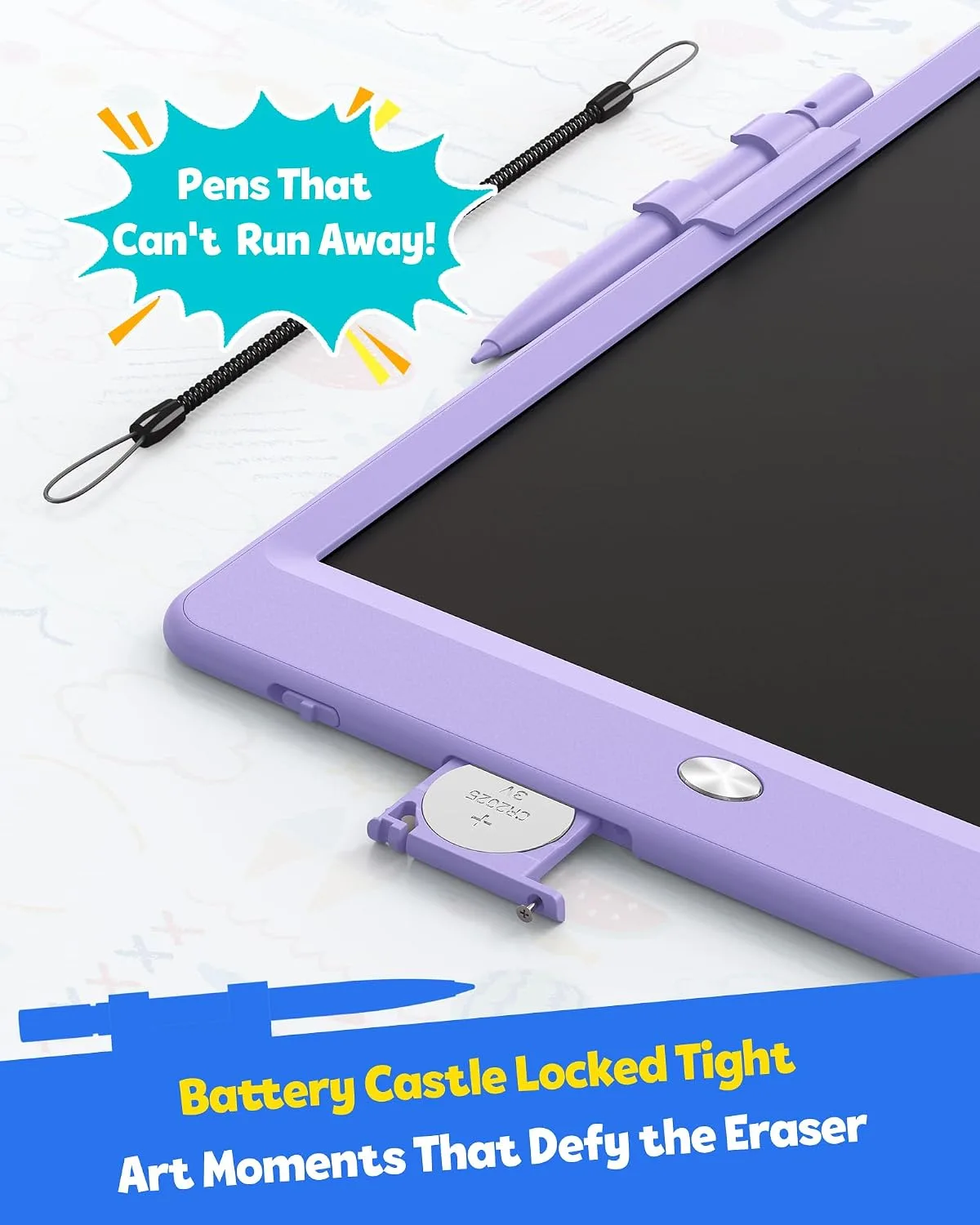 TEKFUN LCD Writing Tablet for Kids, 10-inch Coloring Drawing Pad, Mess Free Doodle Board, Airplane Travel Toys for Boys and Toddlers, Road Trip Essentials, Gifts for 3 4 5 6 7 8 Year Old Girls(Purple)