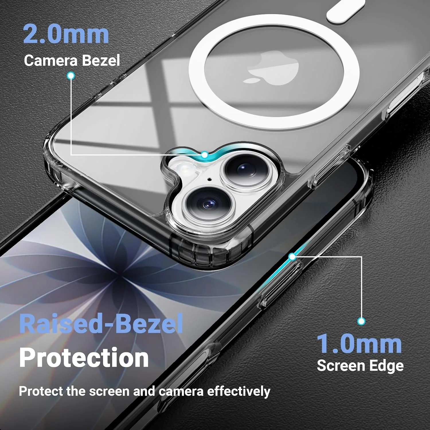 Temdan for iPhone 17 Case with Screen Protector Clear Black