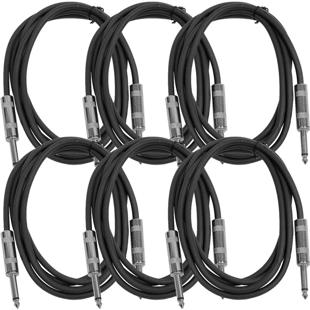Seismic Audio SASTSX-3Red-6PK 3-Feet TS 1/4-Inch Guitar, Instrument, or Patch Cable, Red