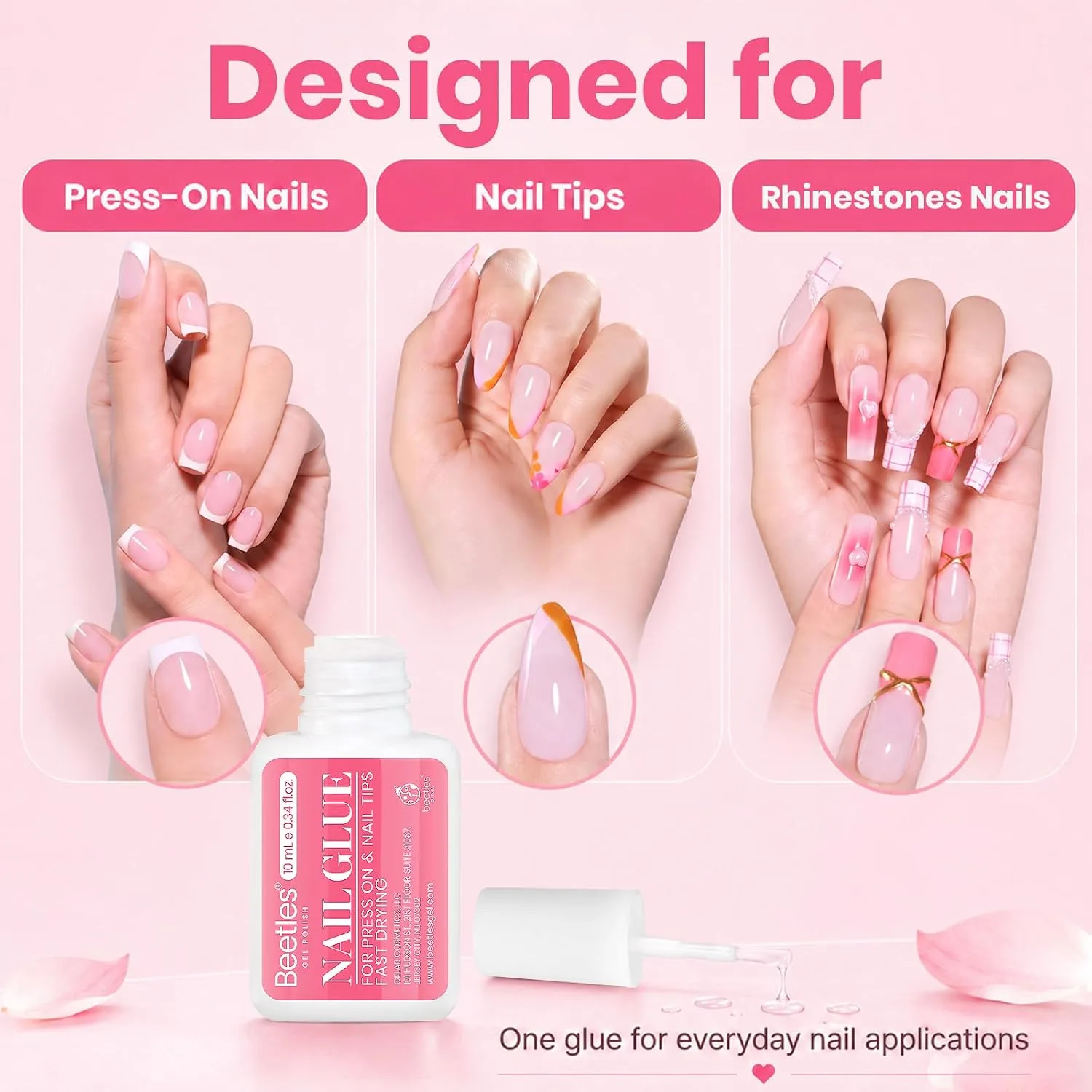 Beetles 10ML Super Strong Nail Glue for Press Ons, Nail Tips, Acrylic Nails