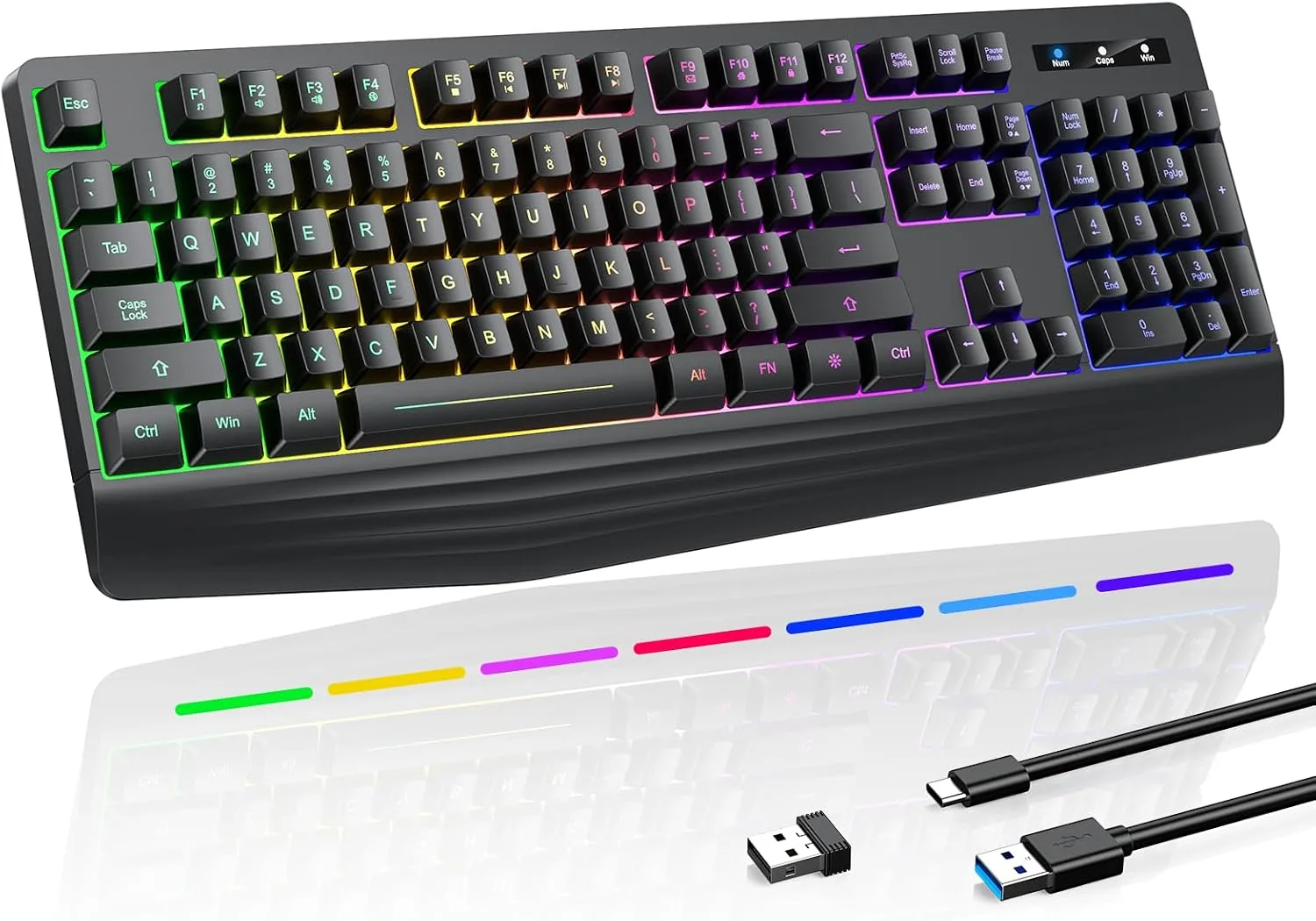 Teclado Gamer Inalámbrico Yesbeaut PC414 RGB Waterproof