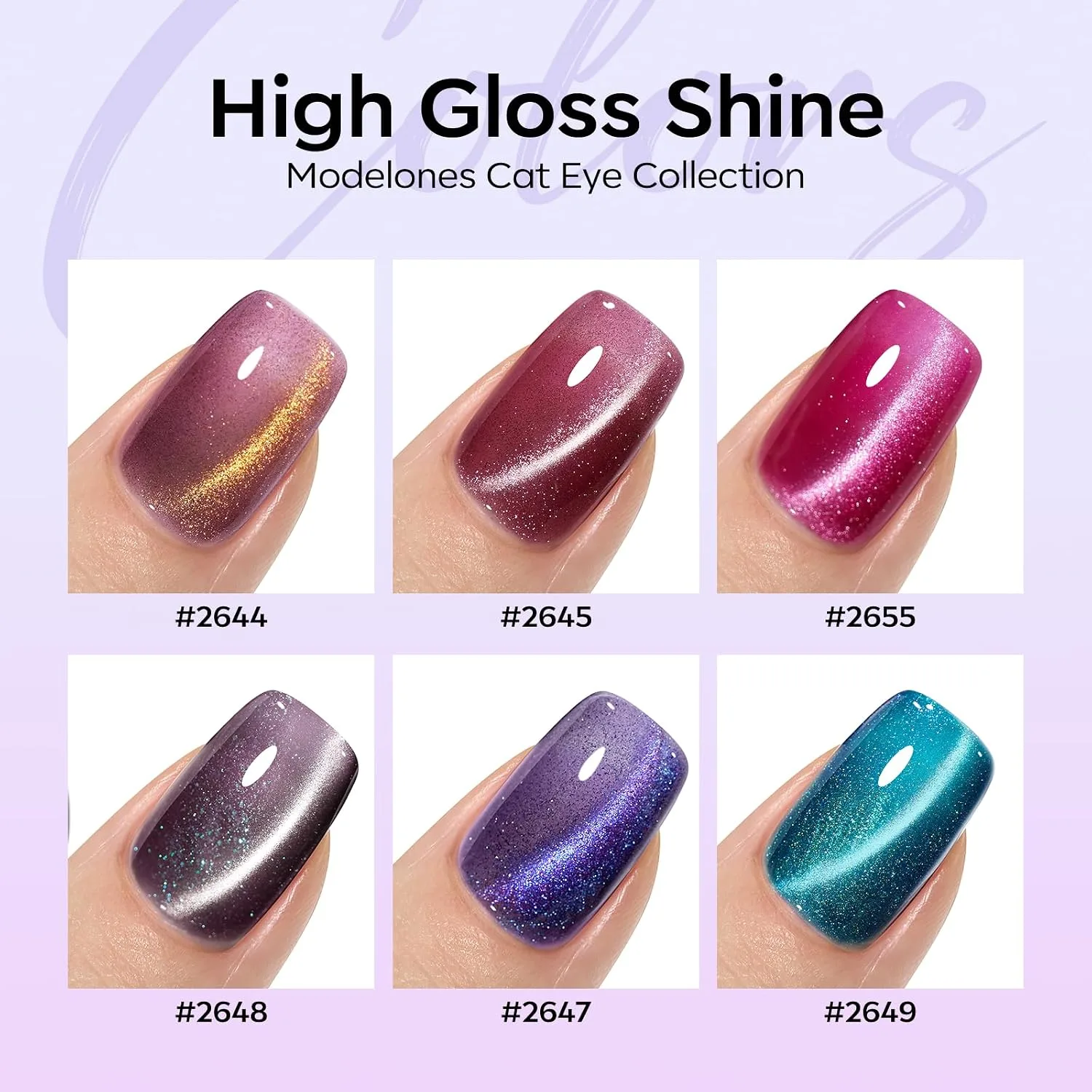 modelones Cat Eye Gel Nail Polish Set Neon 6Colors Hot Pink Blue Purple