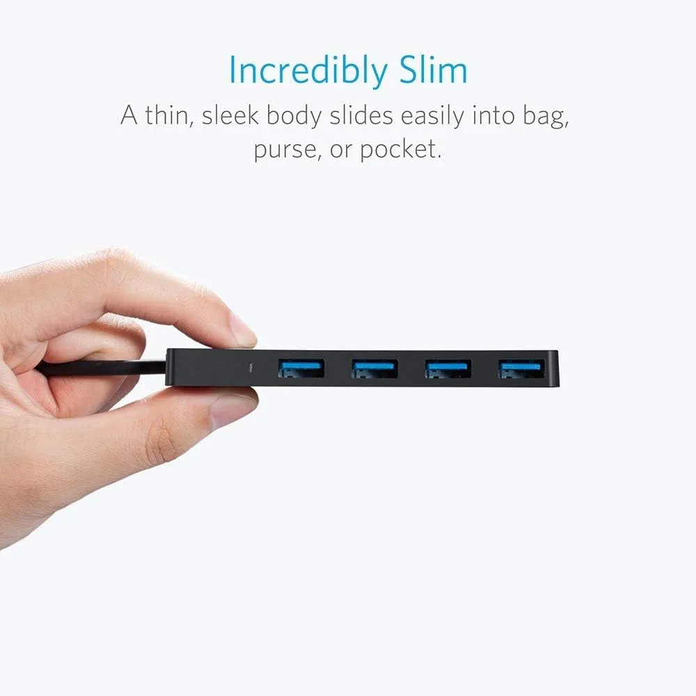 Anker USB Hub 4 Ports with 5Gbps Data Transfer, Multiple USB 3.0 Hub, USB Splitter for Laptop, Extender for A Port Laptop, PC, Desktop and More [Charging Not Supported](0.7 ft USB-A) (Pack of 2)