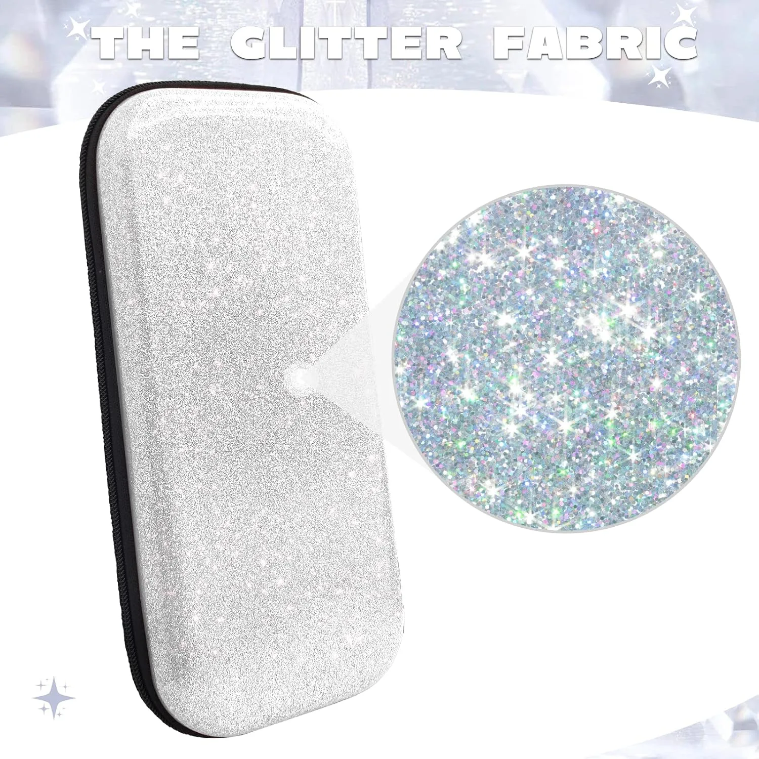homicozy White Glitter Carrying Case for Nintendo Switch & Switch OLED