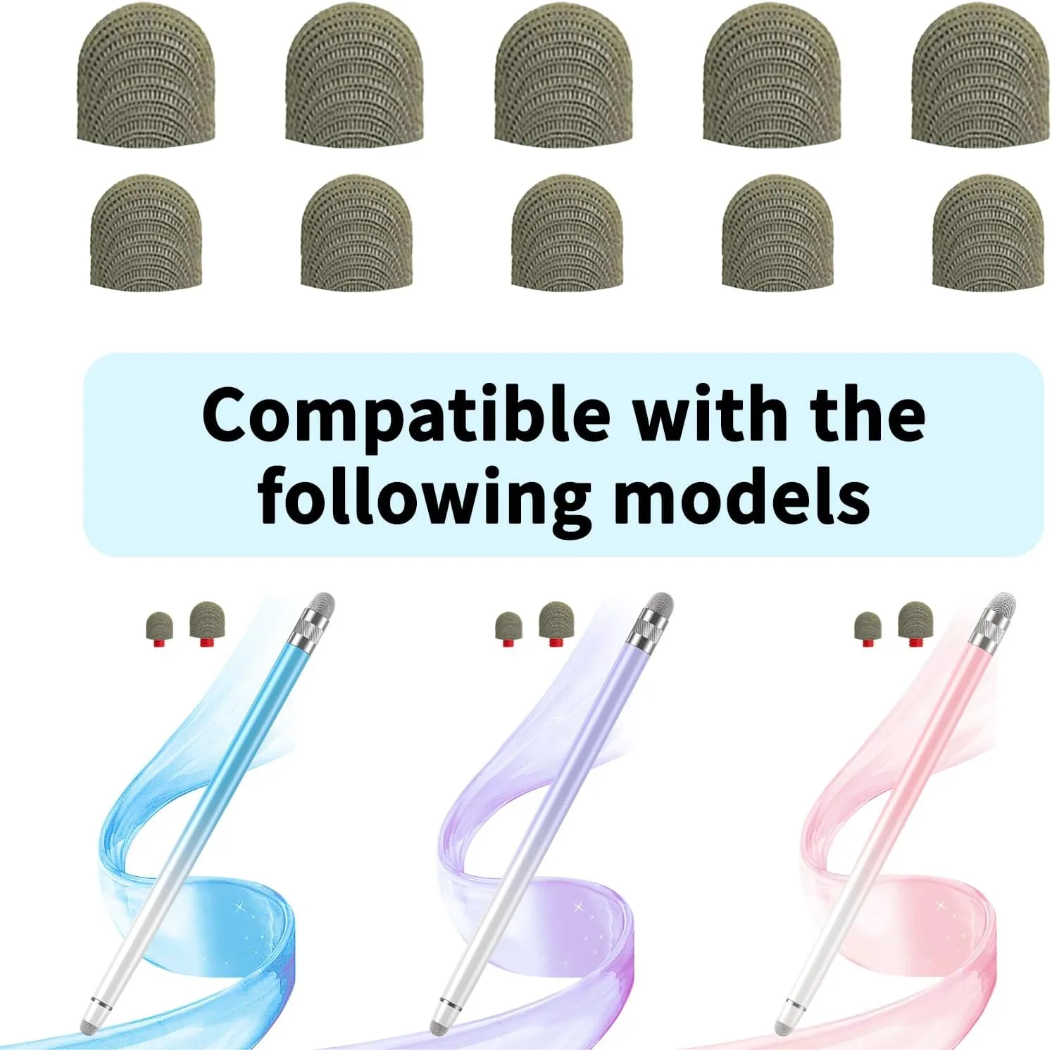 Bopomofo 10Pack Stylus Pen Replacement Fiber Mesh Tips