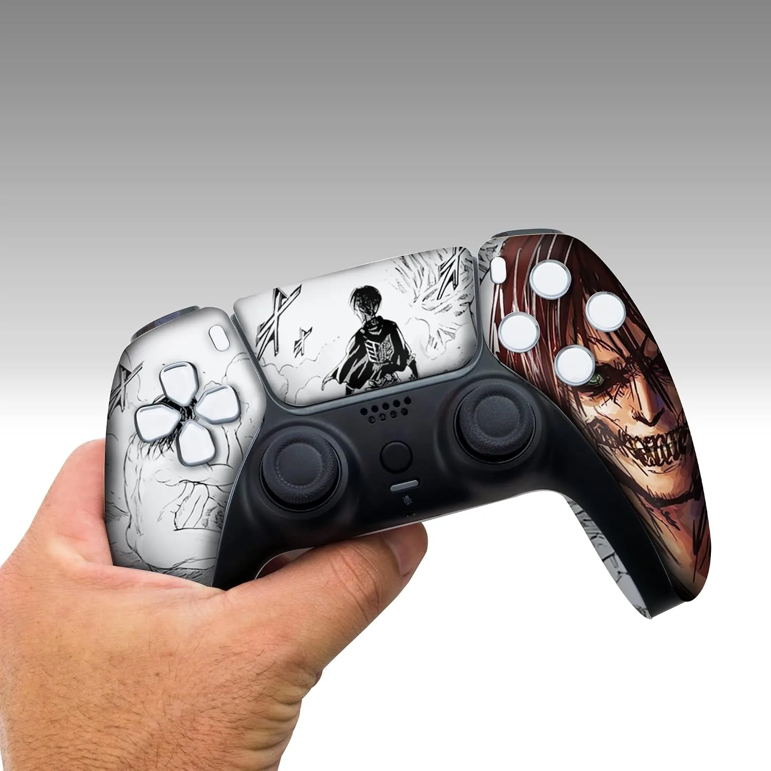 Attackk on Tittan Custom PS-5 Controller Wireless compatible with Play-Station 5 Console by BCB Controllers | Proudly Customized in USA with Permanent HYDRO-DIP Printing (NOT JUST A SKIN) (MODDED)