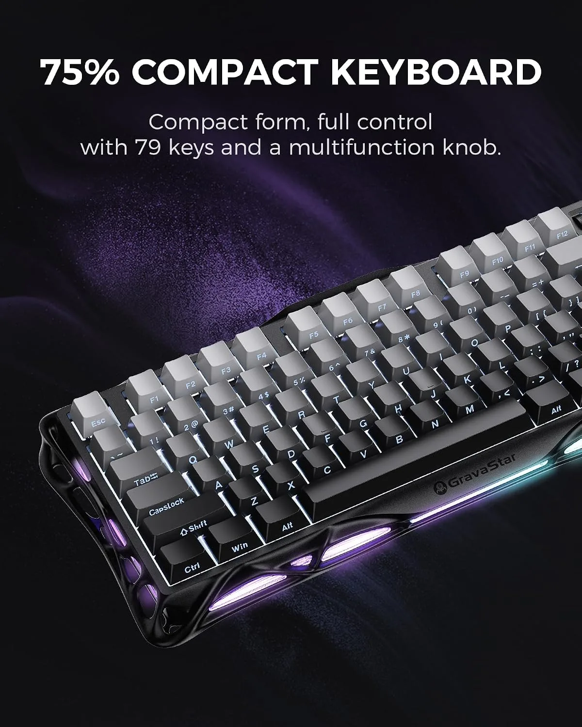 GravaStar Mercury K1 75% Wireless Mechanical Gaming Keyboard RGB Backlit