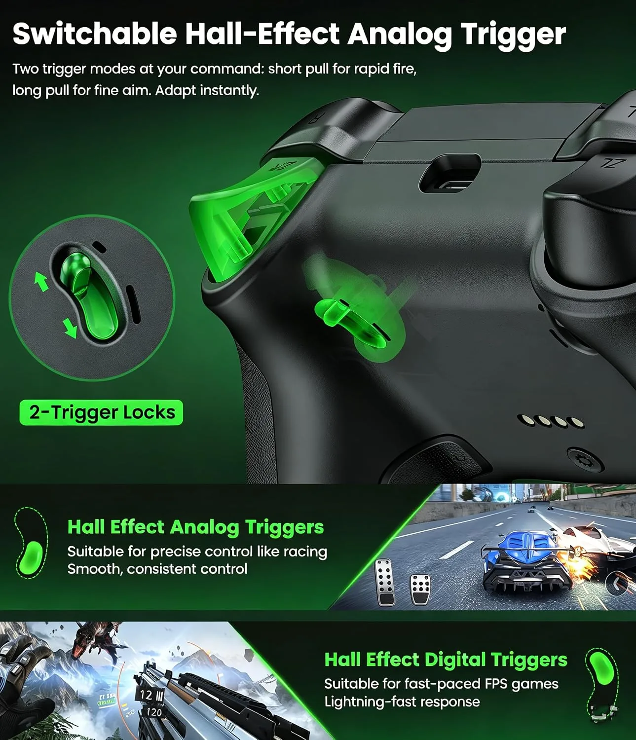 Svetaecho Switch 2 Controller with Charging Dock, Hall Effect Joystick & Trigger, Wireless Pro Controller for Nintendo Switch/Switch 2/OLED/Lite, 7 Color RGB, Programmable Macros & Turbo-NC800
