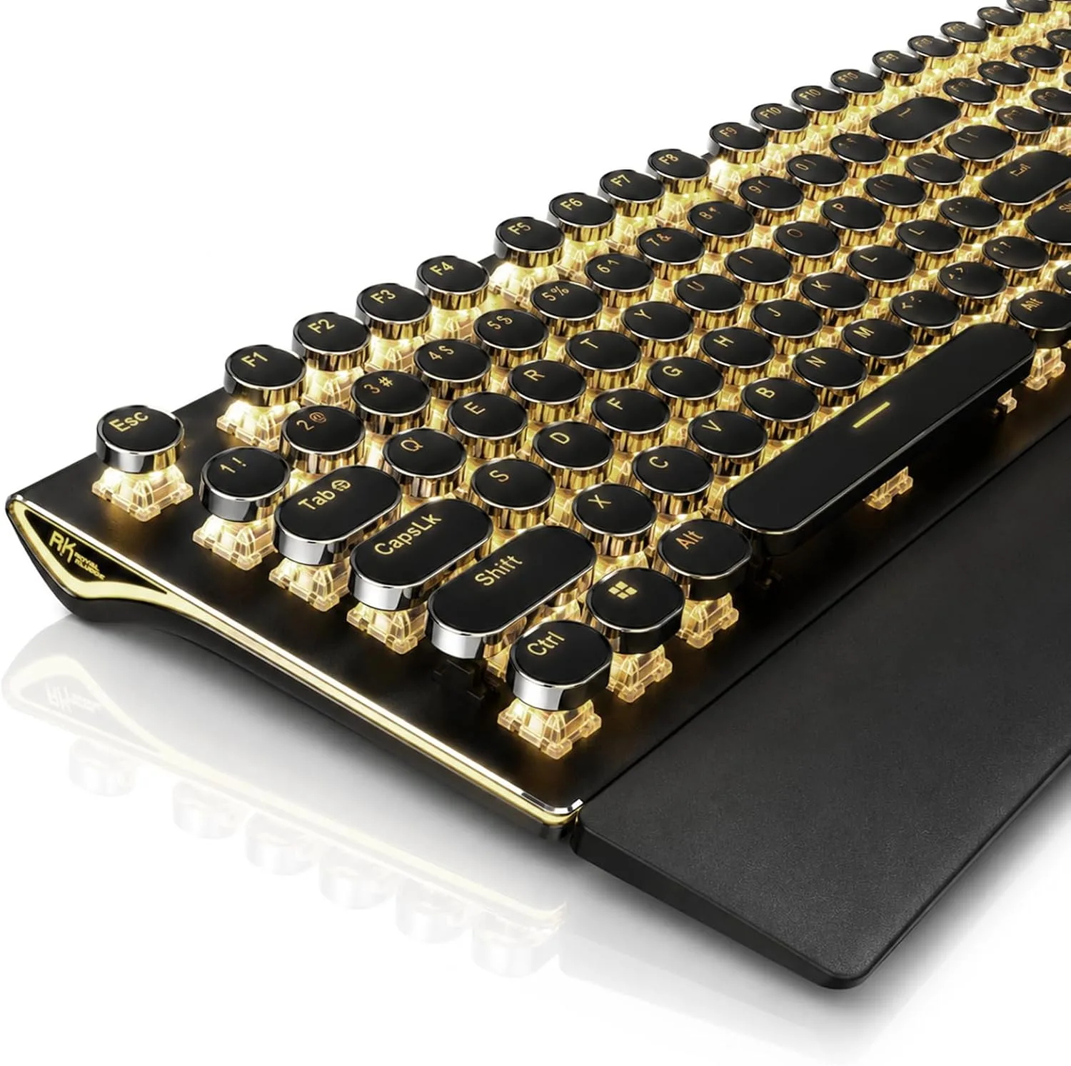 Teclado Gamer RK Royal Kludge S108 Mecánico Retro con Cable y Retroiluminación Amarilla