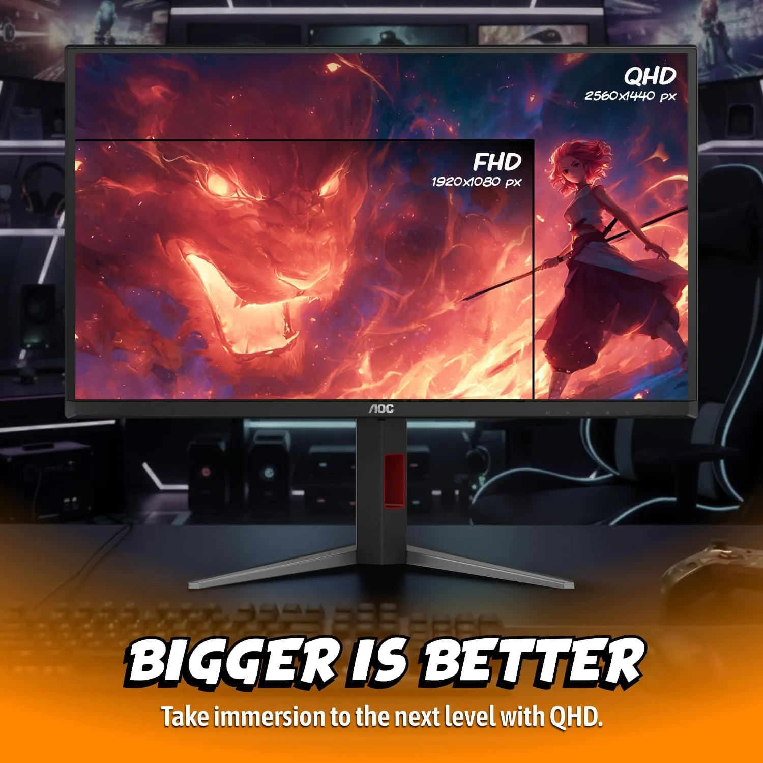 AOC 27" Gaming Monitor QHD 240Hz QD OLED NVIDIA G-SYNC Compatible Q27GAZDV
