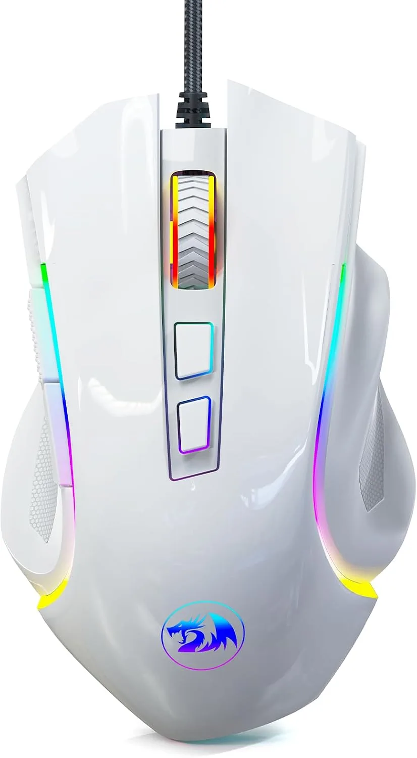 Mouse Gamer Redragon M602 RGB Blanco con 7200 DPI y 9 Botones Programables