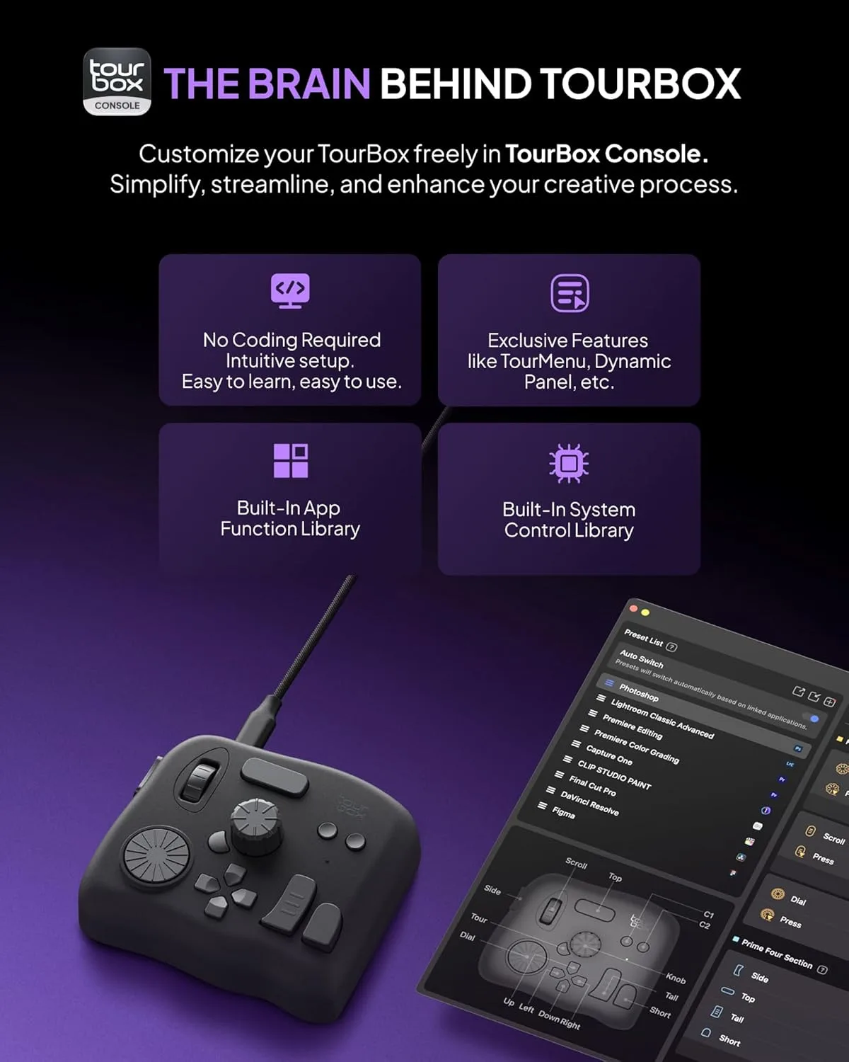 TourBox NEO - Editing Controller, Desktop Creative Multi-Control, Wired