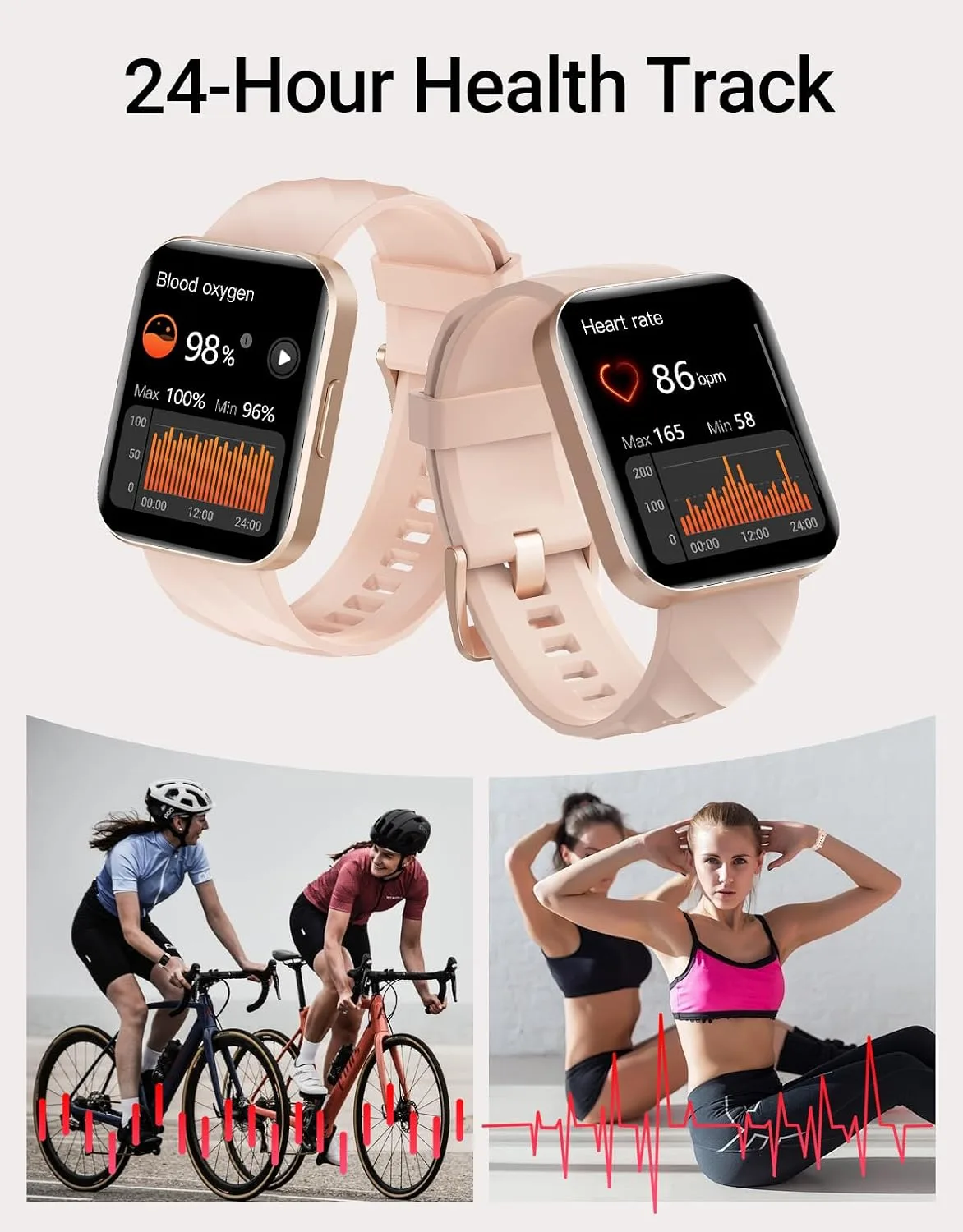 Smart Watch for Women, Answer/Make Calls, for iPhone/Android Phone Pink