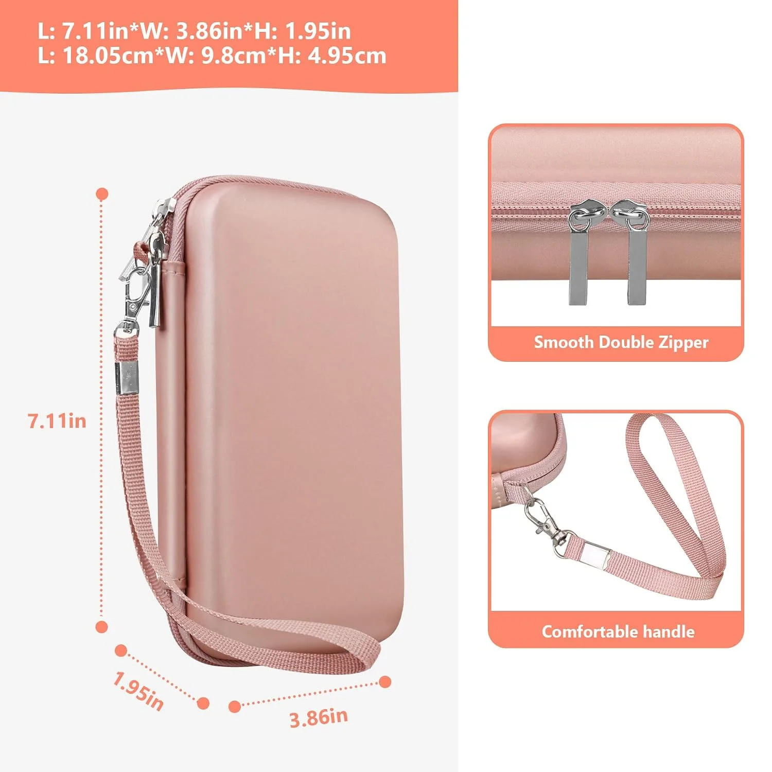 Supmay Hard Carrying Case Compatible with Nintendo DS Lite NDSL, Gameboy Advance Games Storage Holder Travel Bag with Mesh Pocket for USB Charging Cable, Stylus, Earphones, Game Cartridge, Rose Gold