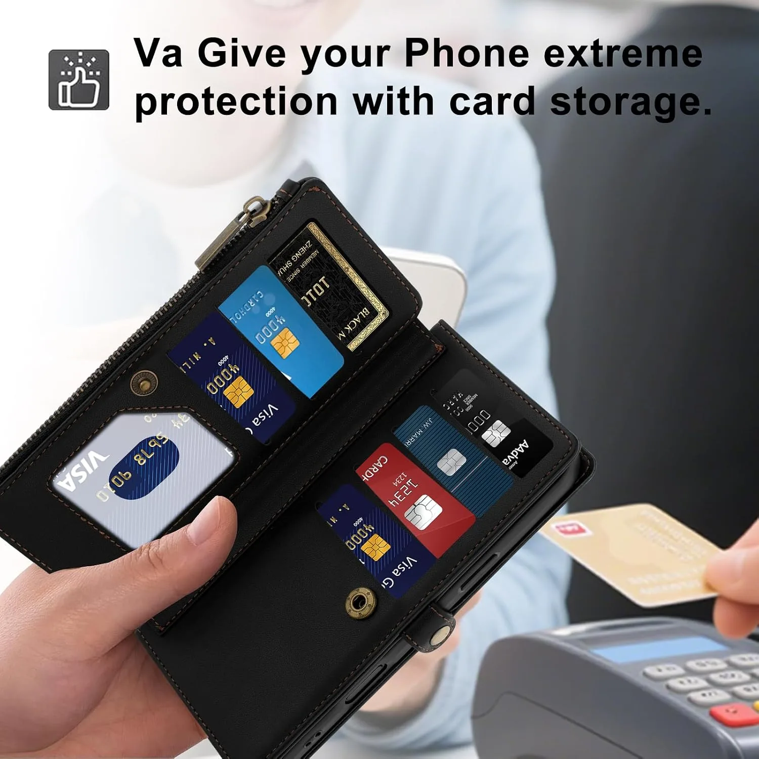 Wallet Phone Case for iPhone 17 Pro/18 Pro,Black