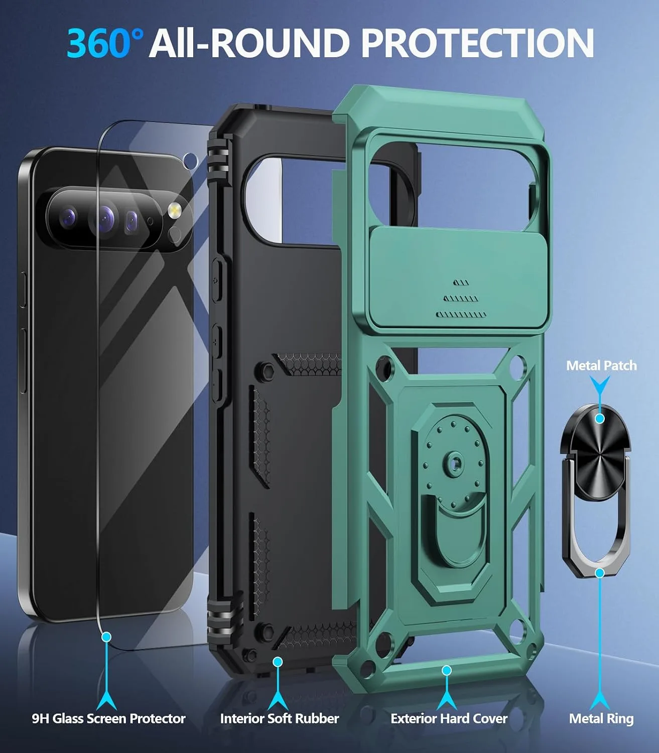 Taisairu for Google Pixel 11 Pro XL Case with Screen Protector,Green