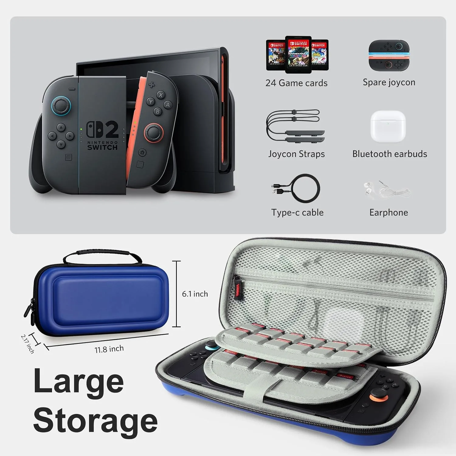 CoBak Large Capacity Carrying Case for Nintendo Switch 2 (2025)