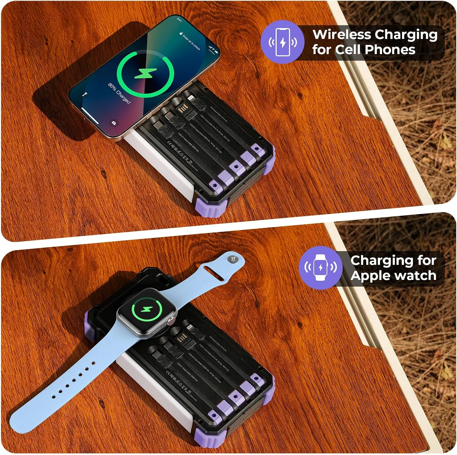 BLAVOR Solar Power Bank 20000mAh, Wireless Charger for Phones & Apple Watch