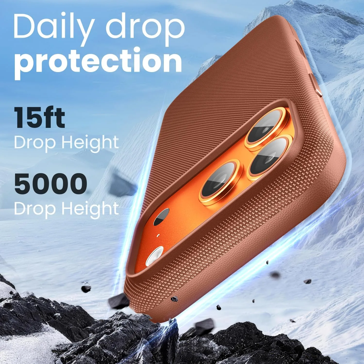 Mkeke for iPhone 17 Pro Max Case Techwoven Orange, [Compatible with MagSafe] [Camera Control Cover] [Premium Tech Woven Fabric] [Drop Protection] Shockproof Skin-Friendly