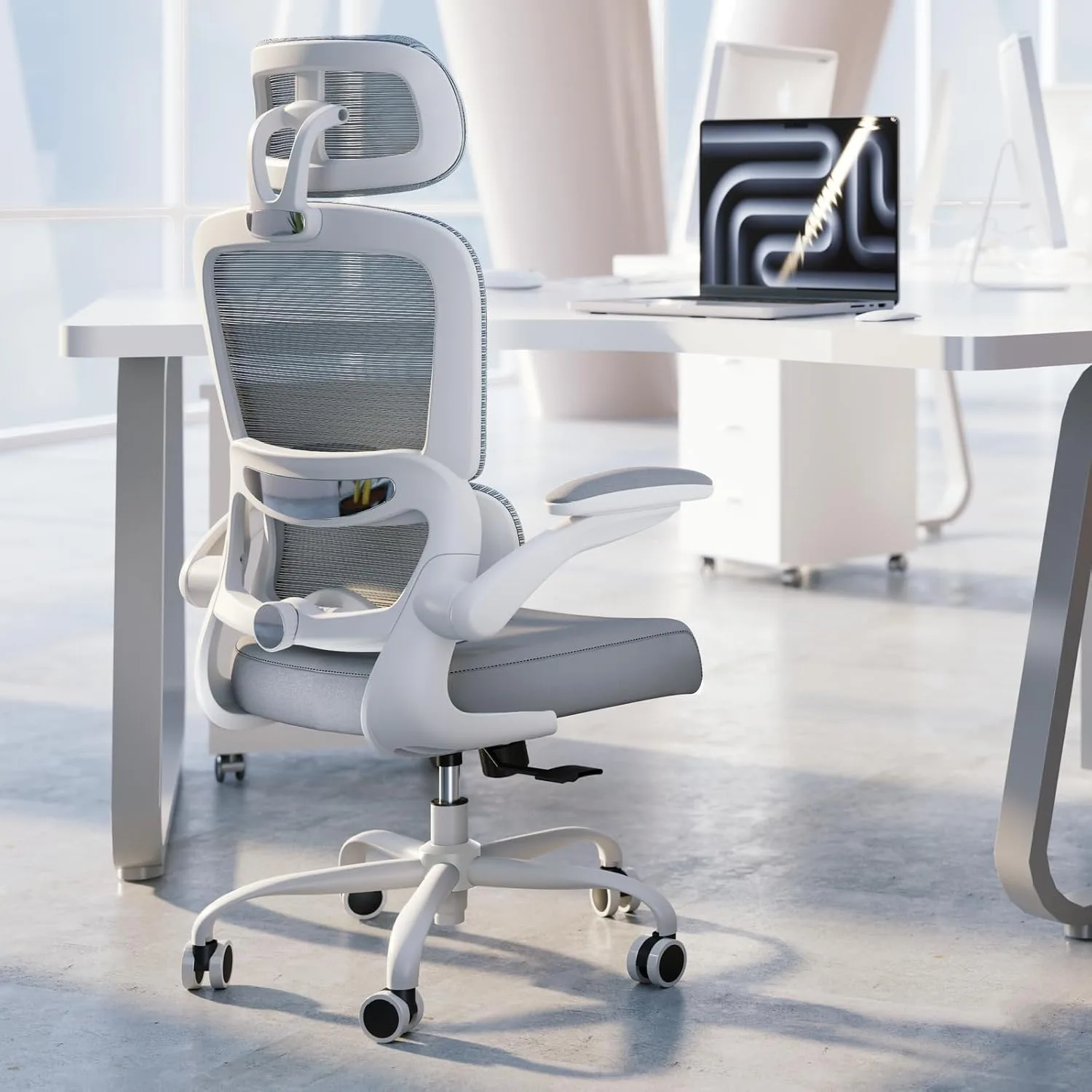 TRALT Office Chair Ergonomic Desk Chair with Lumbar Support Grey, 1