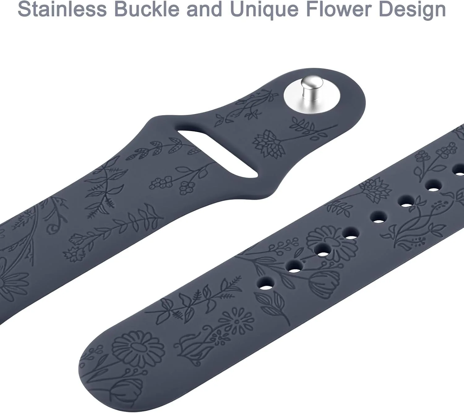Meliya Veryfit Smart Watch Bands, 22mm Watchbands for IDW13 IDW16 IDW19 IDW26 IDW28 Smartwatch, Floral Engraved Soft Silicone Rubber Sport Replacement Watch Strap for Veryfit