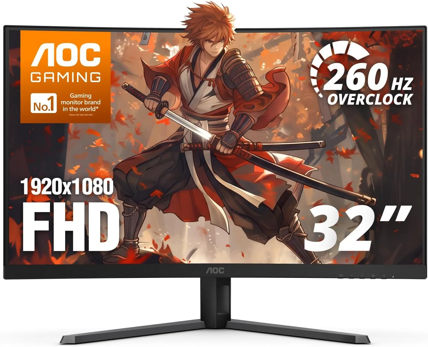 AOC 32 Inch Curved Gaming Monitor FHD 260Hz Overclocked VA 0.3ms, C32G42ZE
