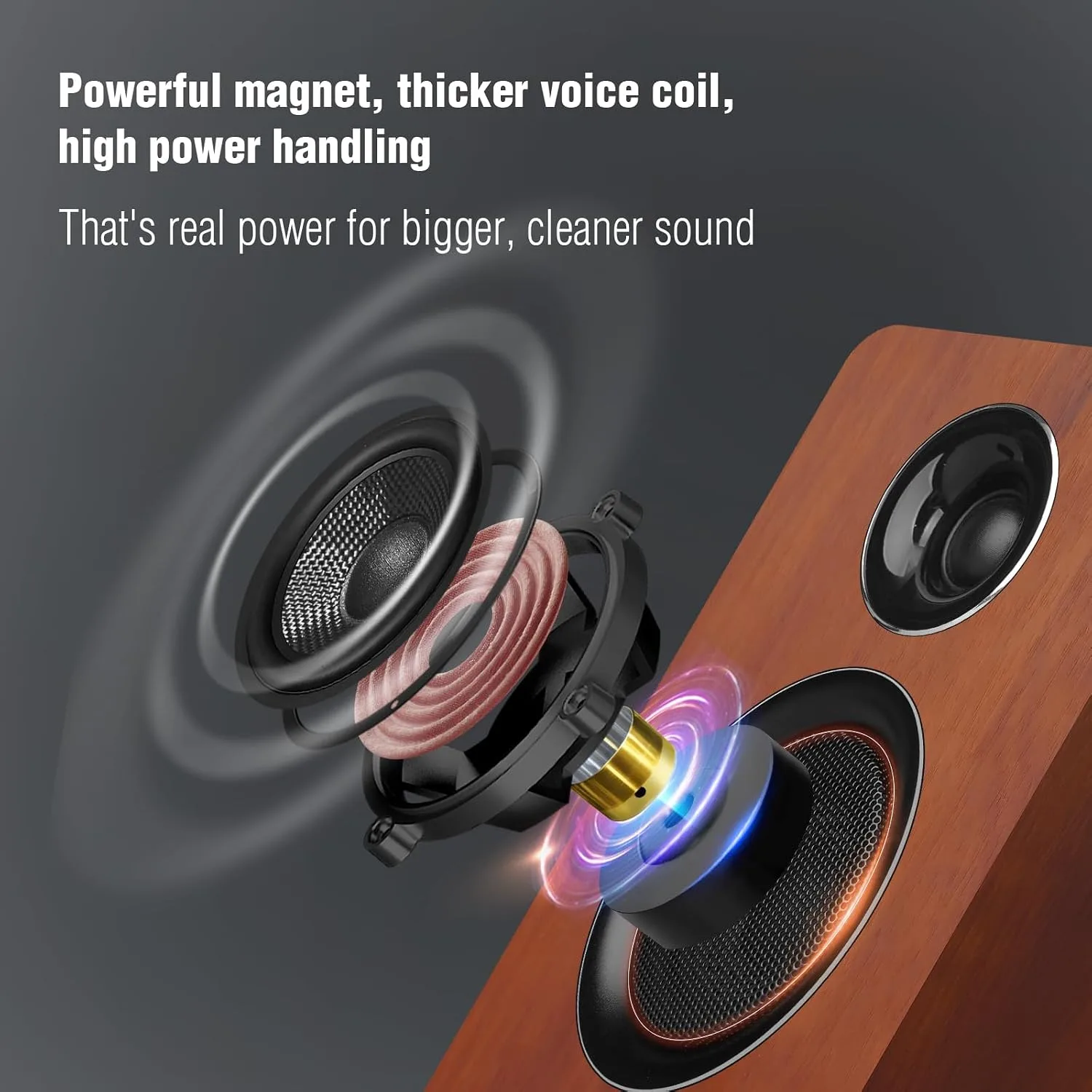 Computer Speakers, Bluetooth 5.3, USB-C, AUX/RCA, 3.5-Inch Woofer, Brown