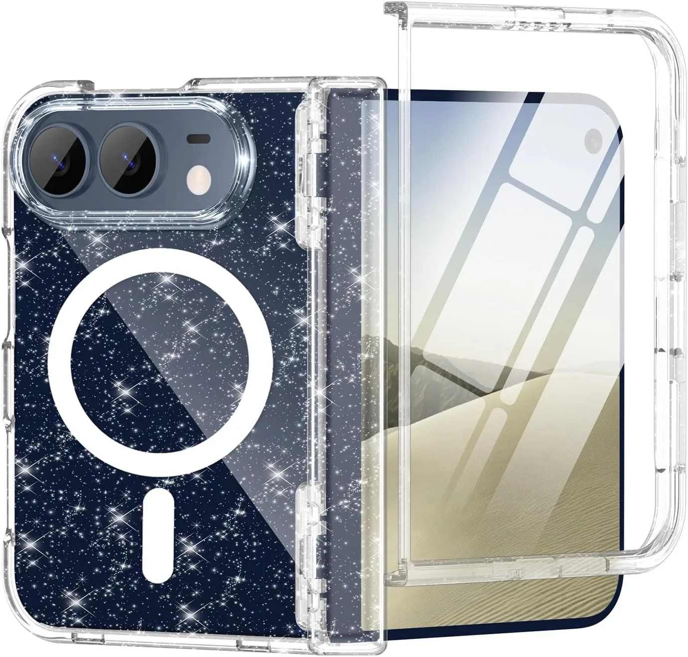 Casetego for iPhone Duo Case Magnetic,with Screen Protector,Hot Glitter