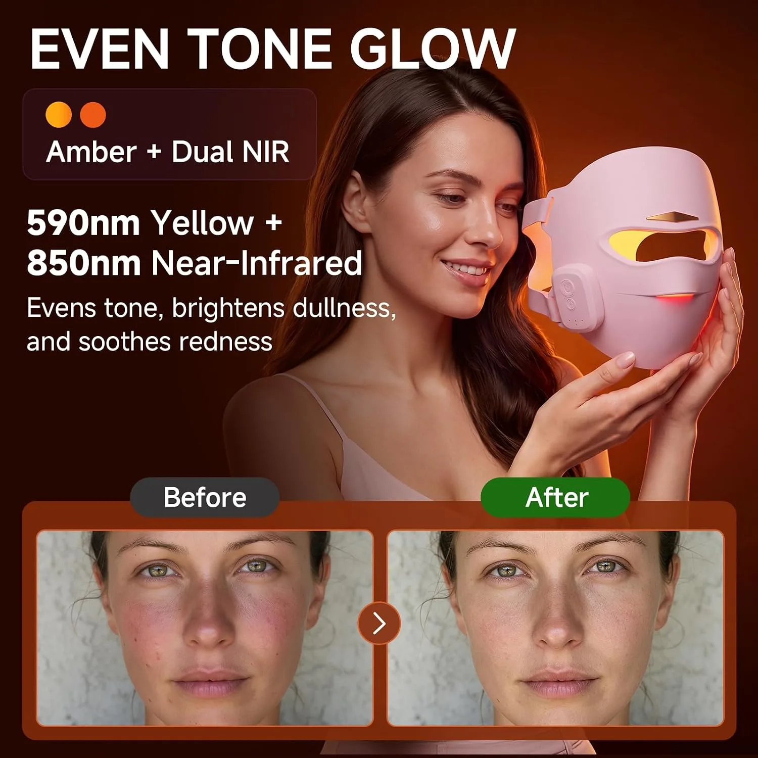 Red Light Therapy for Face 4-Mode LED Mask 336 LEDs Wireless Remote Pink