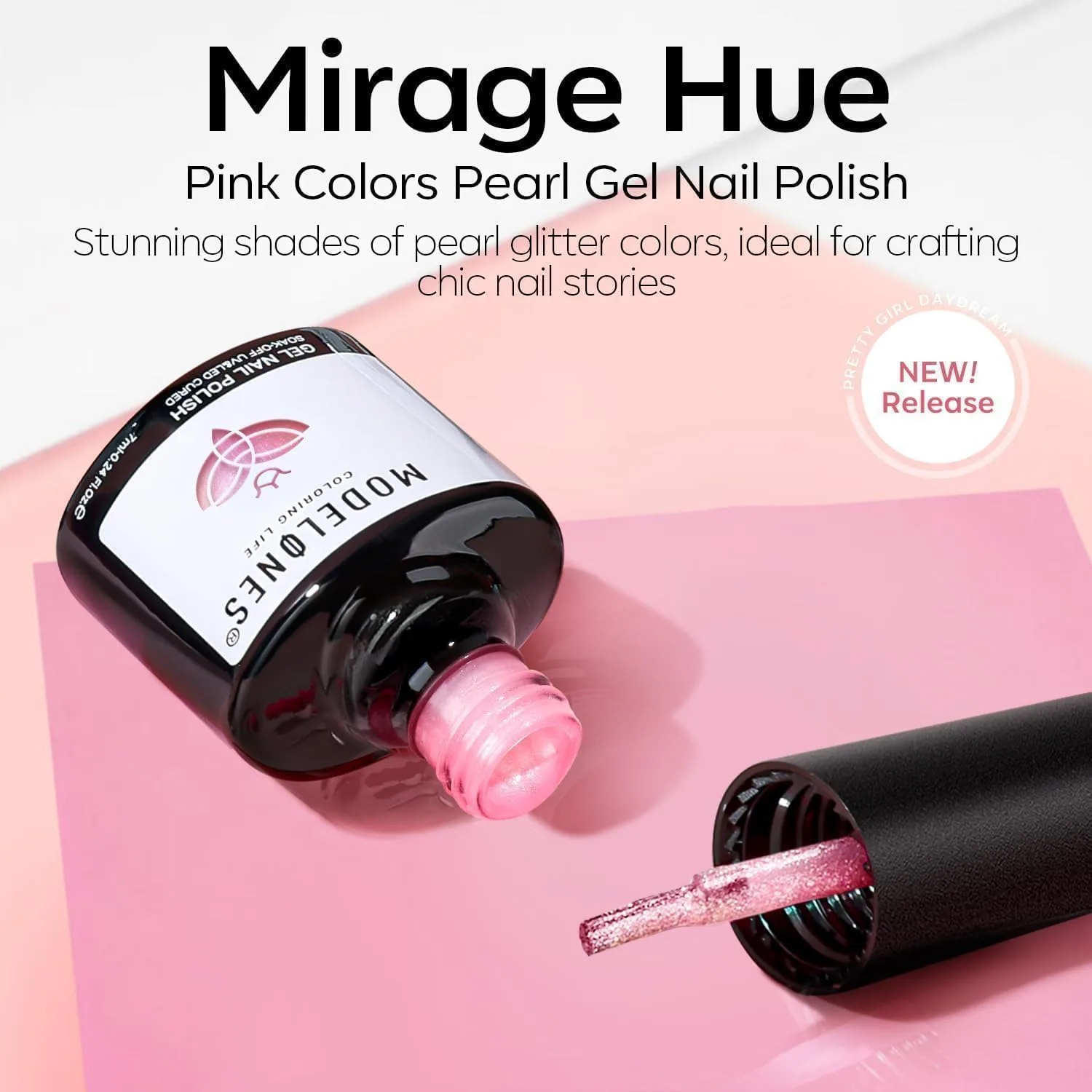 modelones Glitter Gel Nail Polish Pastel Pink Glitter Gel Nail Polish