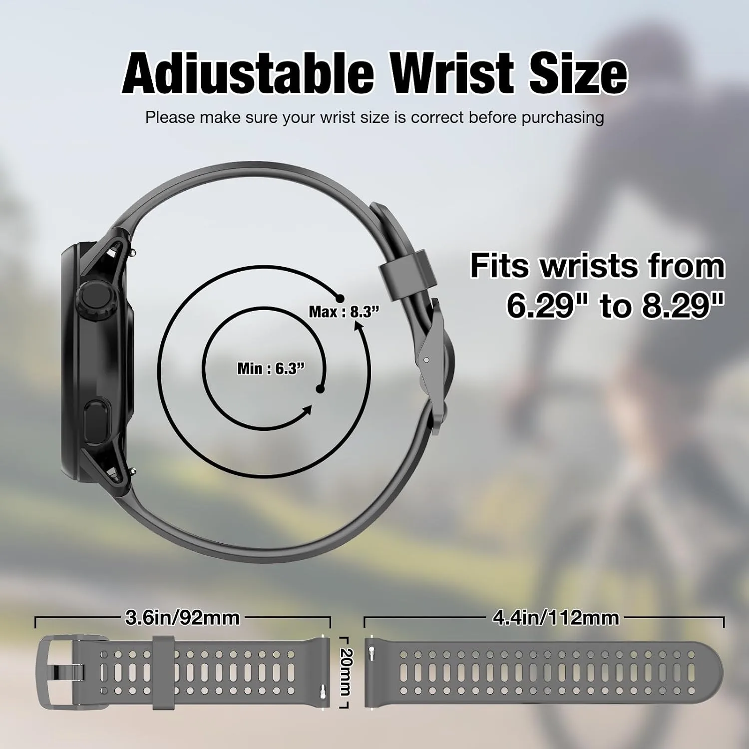 Watch Band for Coros PACE 2/APEX 2/APEX 42mm, 20mm Quick Release Silicone Replacement Band