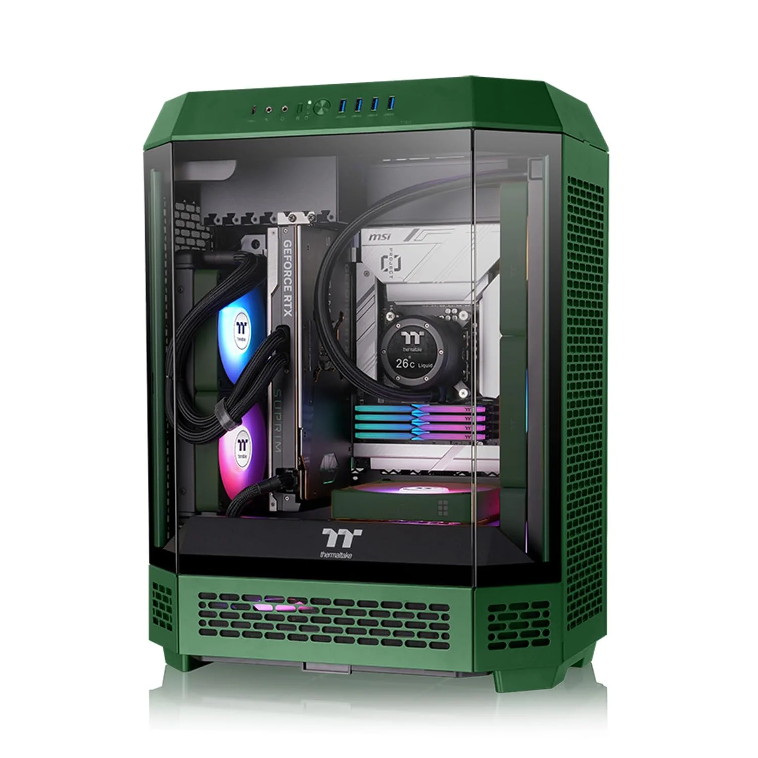 Thermaltake CT120 EX ARGB Sync PC Cooling Fan 3 Pack, PWM 500~2000 RPM, 5V Motherboard Sync, 16.8 Million Colors 9 LEDs, MagForce 2.0 Connectors, Hydraulic Bearing, Racing Green, CL-F220-PL12RG-A