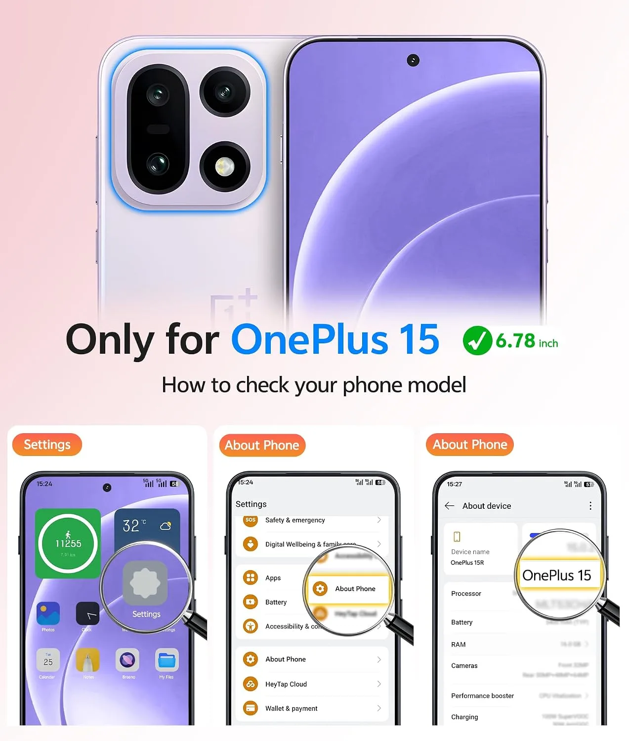 FNTCASE for OnePlus 15 Case, Fit for Magsafe, Light Purple