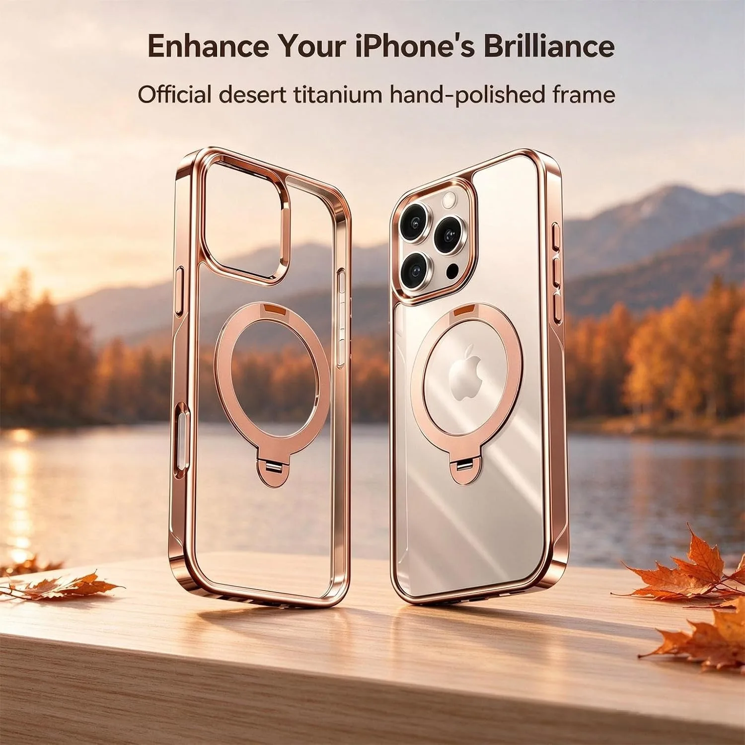 CASEKOO Glossy Gold 360 Spin Magnetic Stand for 16 Pro Max Case