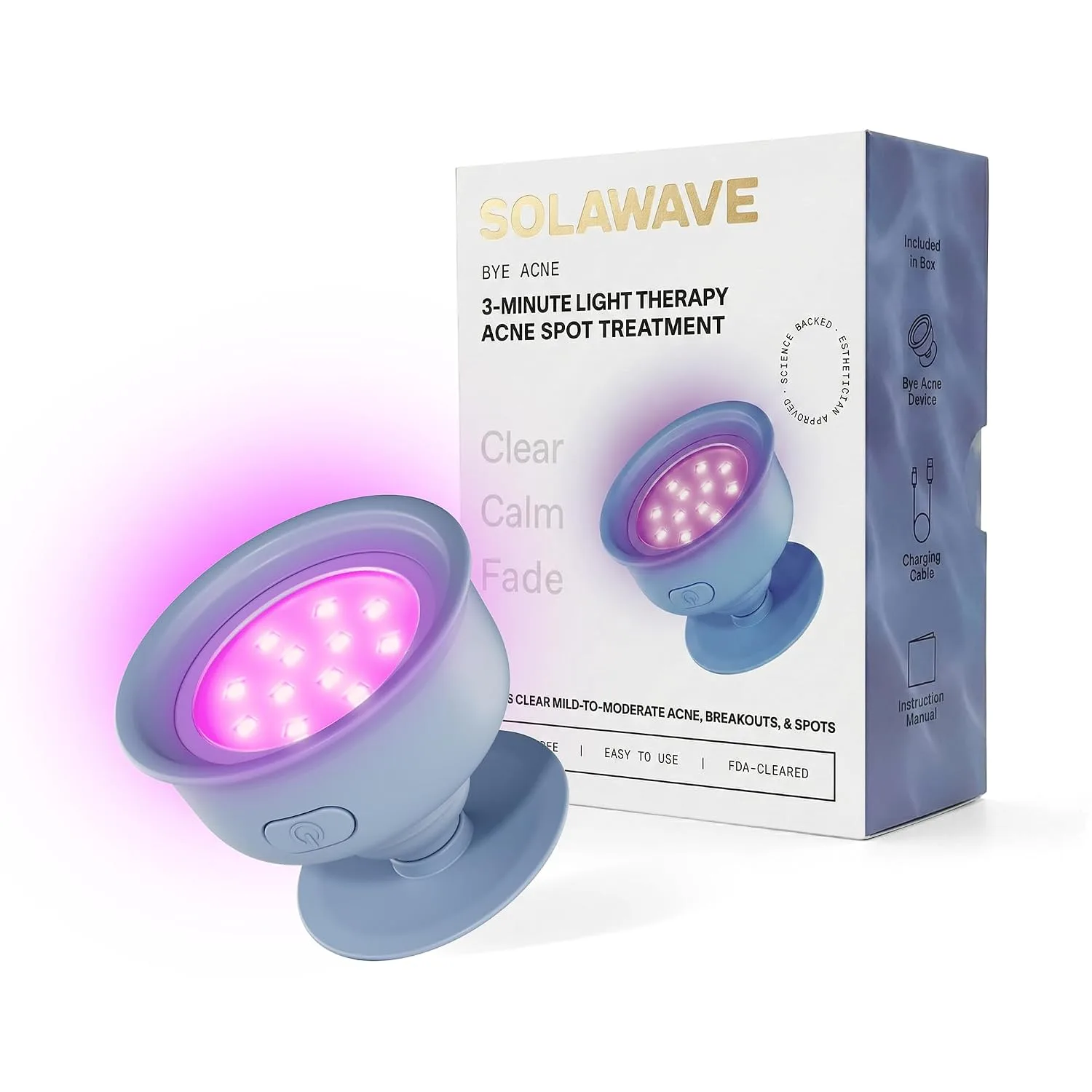 Solawave Bye Acne Light Therapy Device, Red & Blue Light for Face & Body