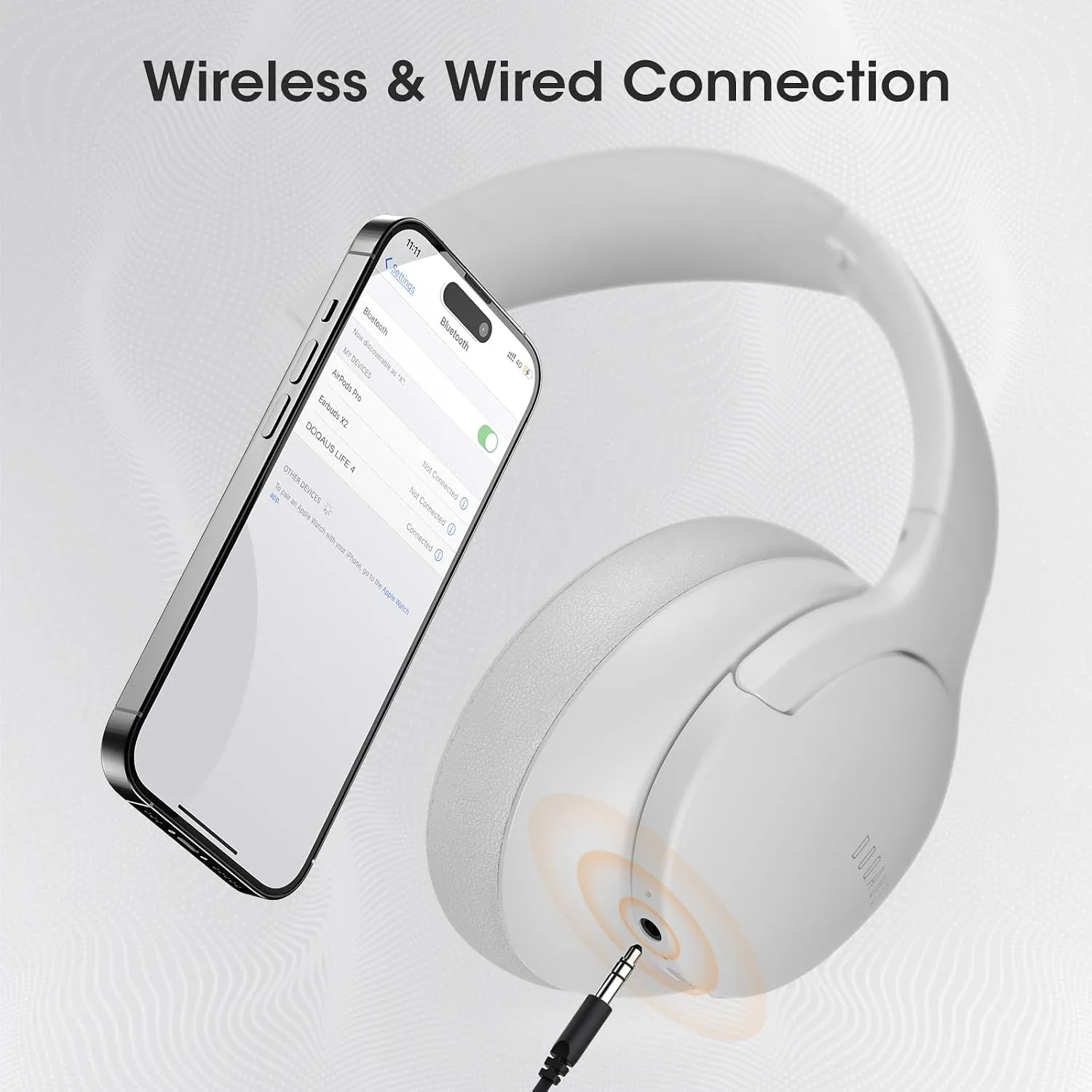DOQAUS Bluetooth Headphones Over Ear, Headphones Wireless with 90H Playtime