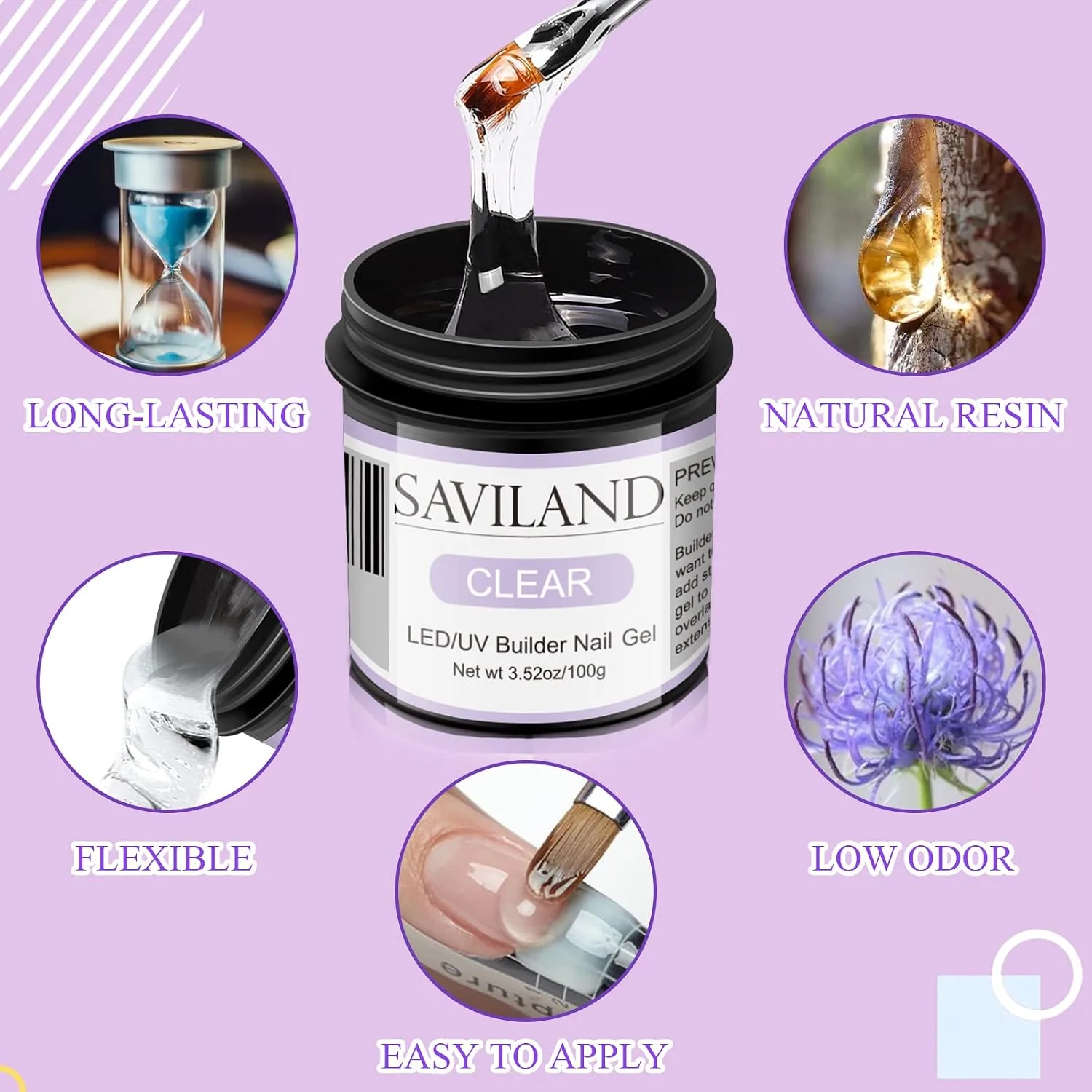SAVILAND Builder Nail Gel Clear 3.5 oz for Nail Extensions & Manicure Art
