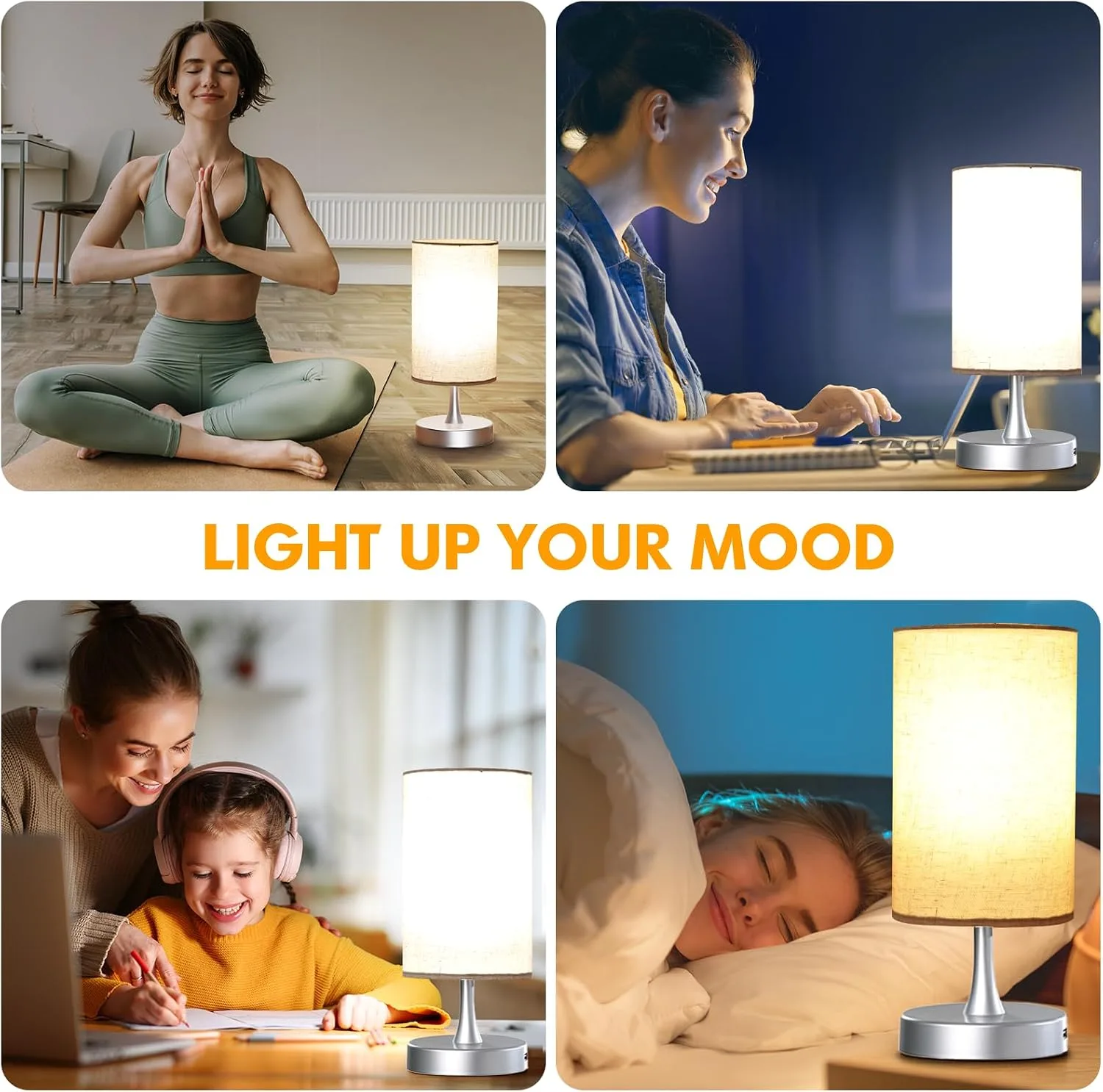 Caromolly Light Therapy Lamp, 10000 Lux Light with Remote Control, 3 Color Temperature & 4 Brightness Level & Timer, Daylight Lamp for Home, Office, Decoration(Silver Base Linen Shade)