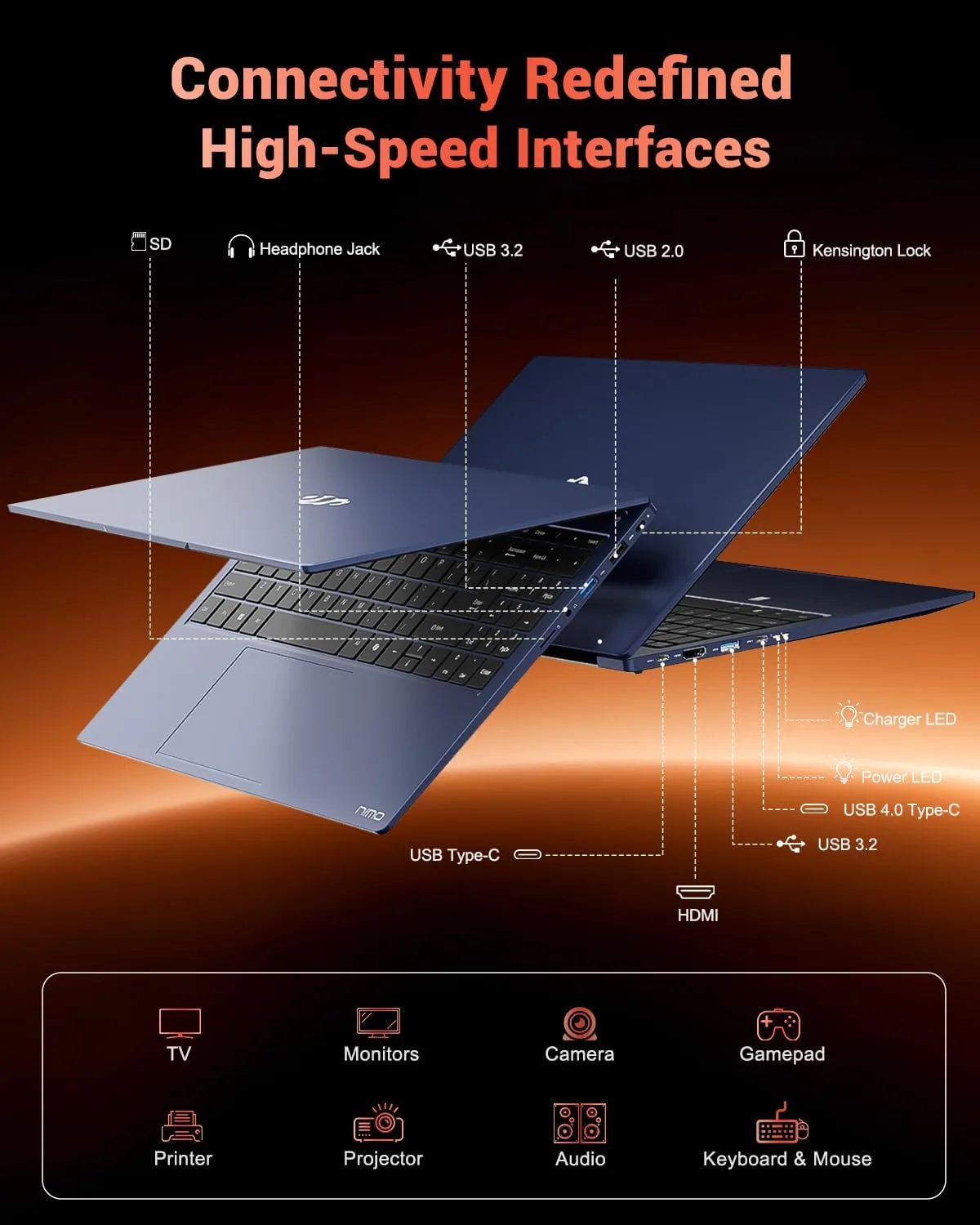 NIMO 15.6 FHD AI Laptop, 32GB 5600MHz DDR5 1TB SSD Ryzen 7 8745HS 8 Core