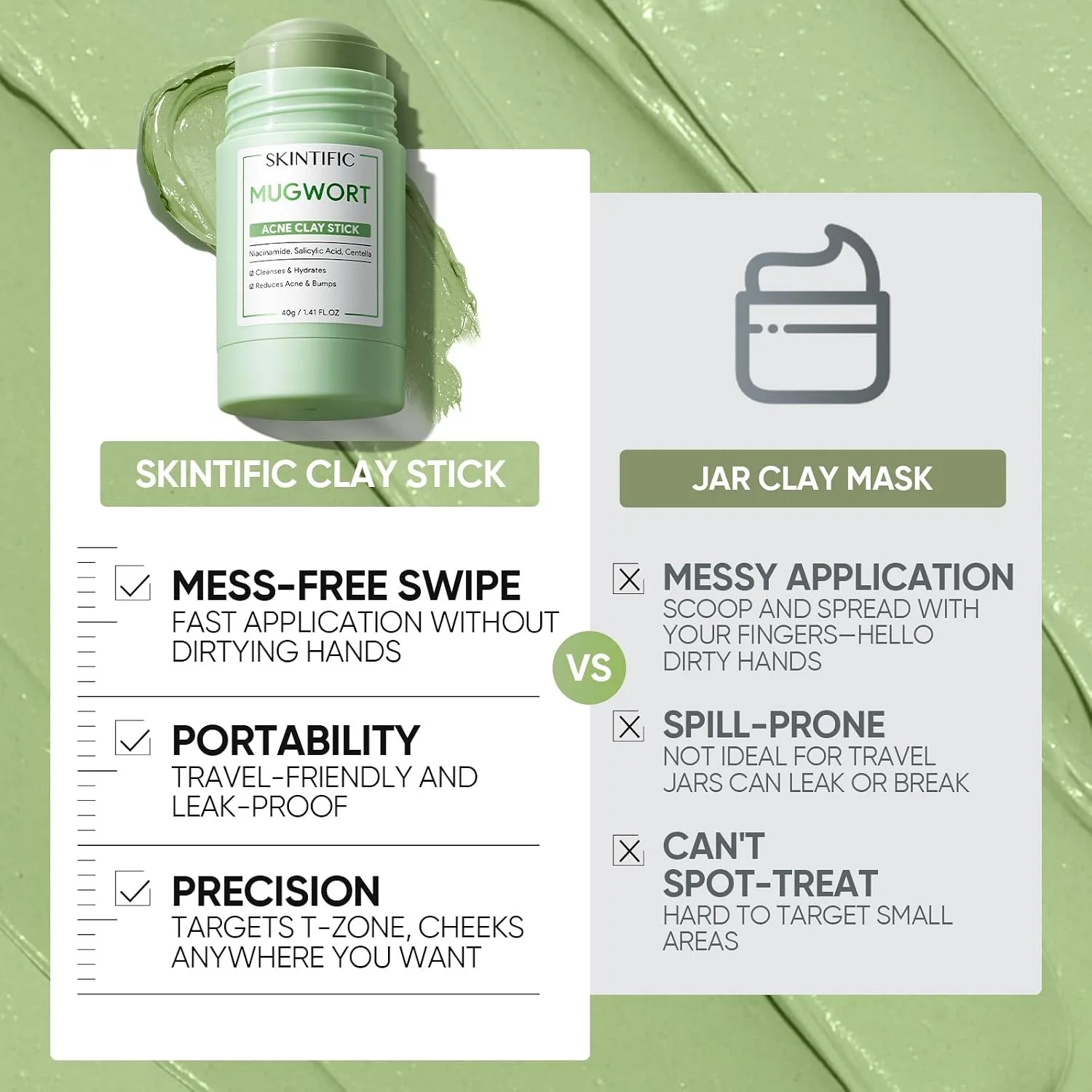 SKINTIFIC Mugwort Clay Stick Face Mask with Centella & Salicylic Acid