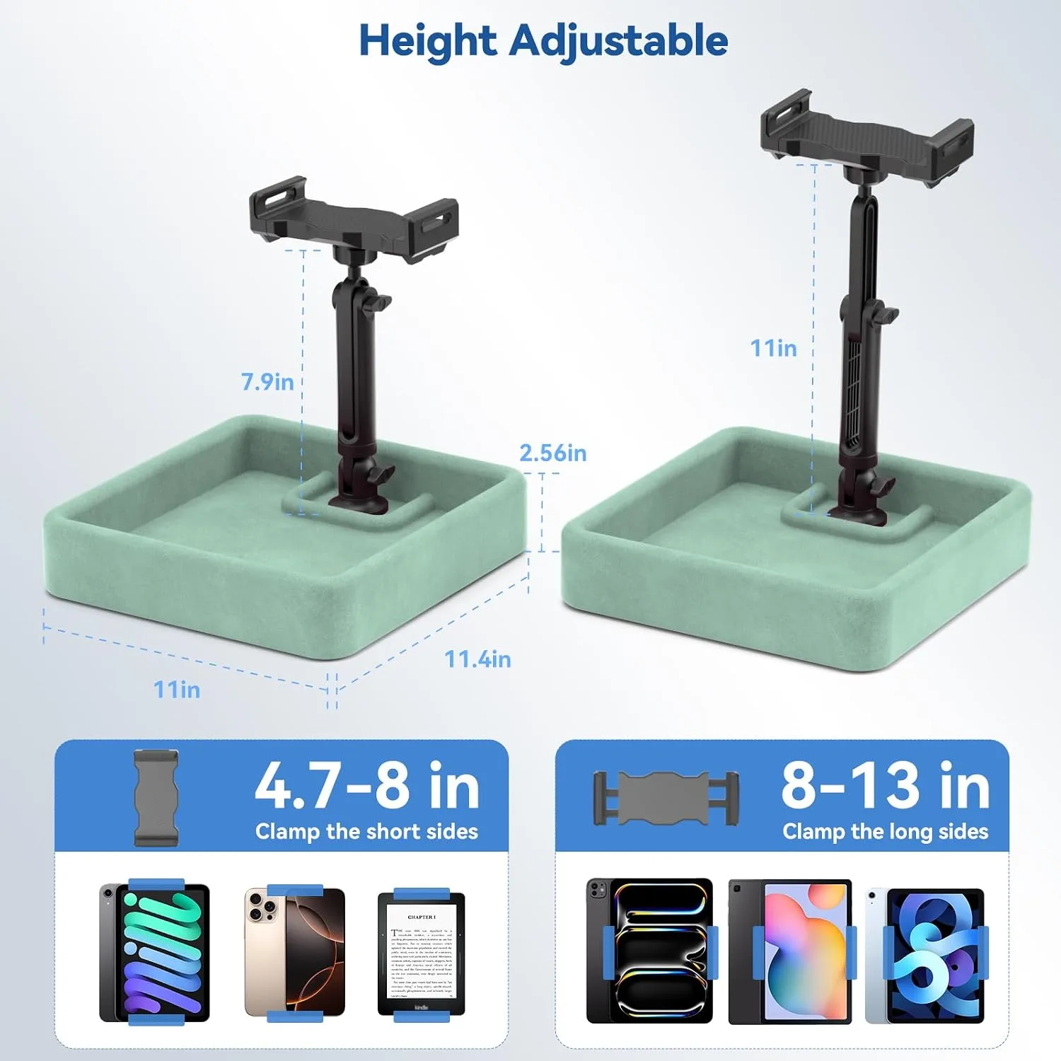 KDD Tablet Pillow Stand - Multi-Angle Adjustable iPad Holder for Lap, Bed and Desk - Foldable Kindle Soft Pad Dock with Storage Tray Compatible with iPad Pro 12.9, Air Mini, Phone, E-Reader
