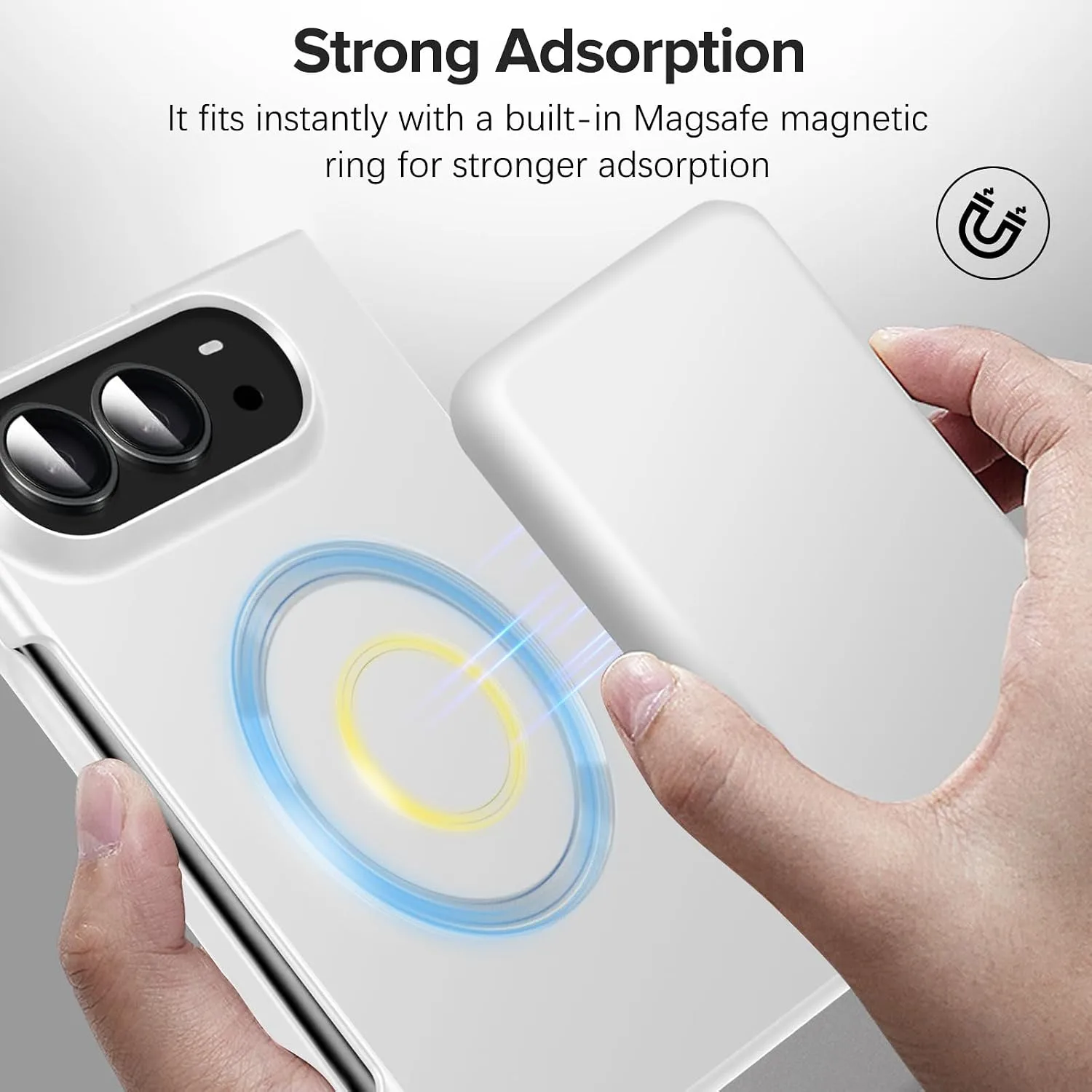 Case for iPhone Duo, Magnetic Phone Case Compatible with Mag-Safe，Silver