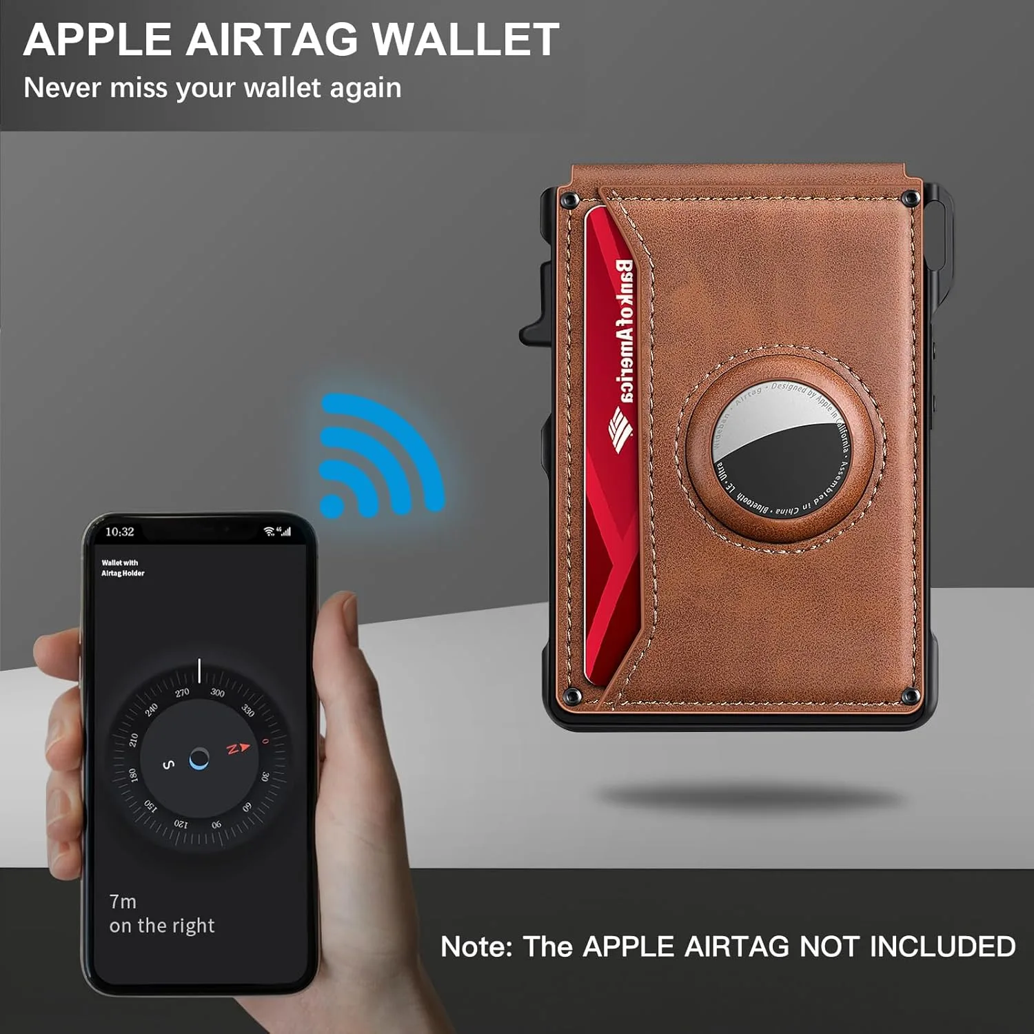 Airtag Wallet for Men Smart Wallet for Air Tag RFID Blocking Minimalist